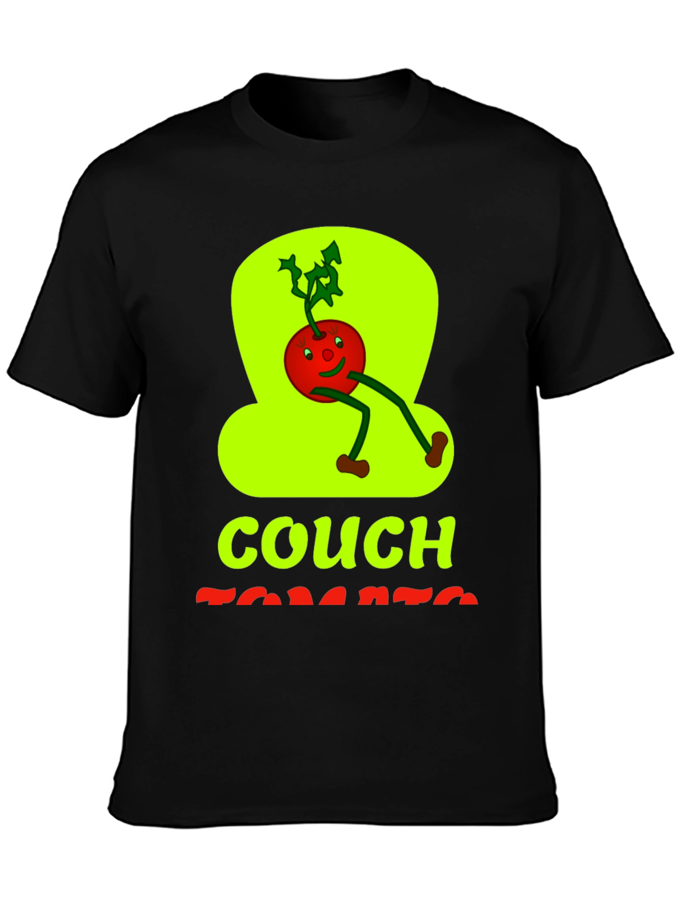 Couch Tomato Graphic Tee - Black Cotton Casual Wear
