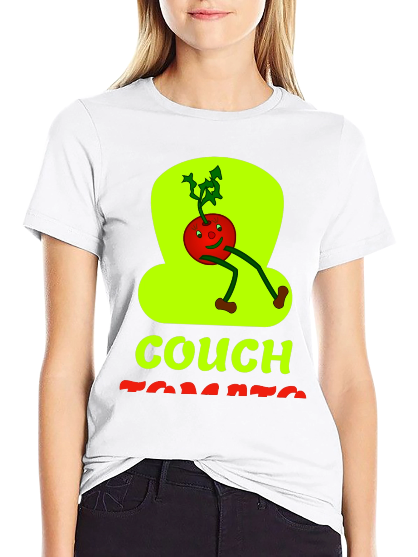 Couch Tomato Graphic Tee - Black Cotton Casual Wear