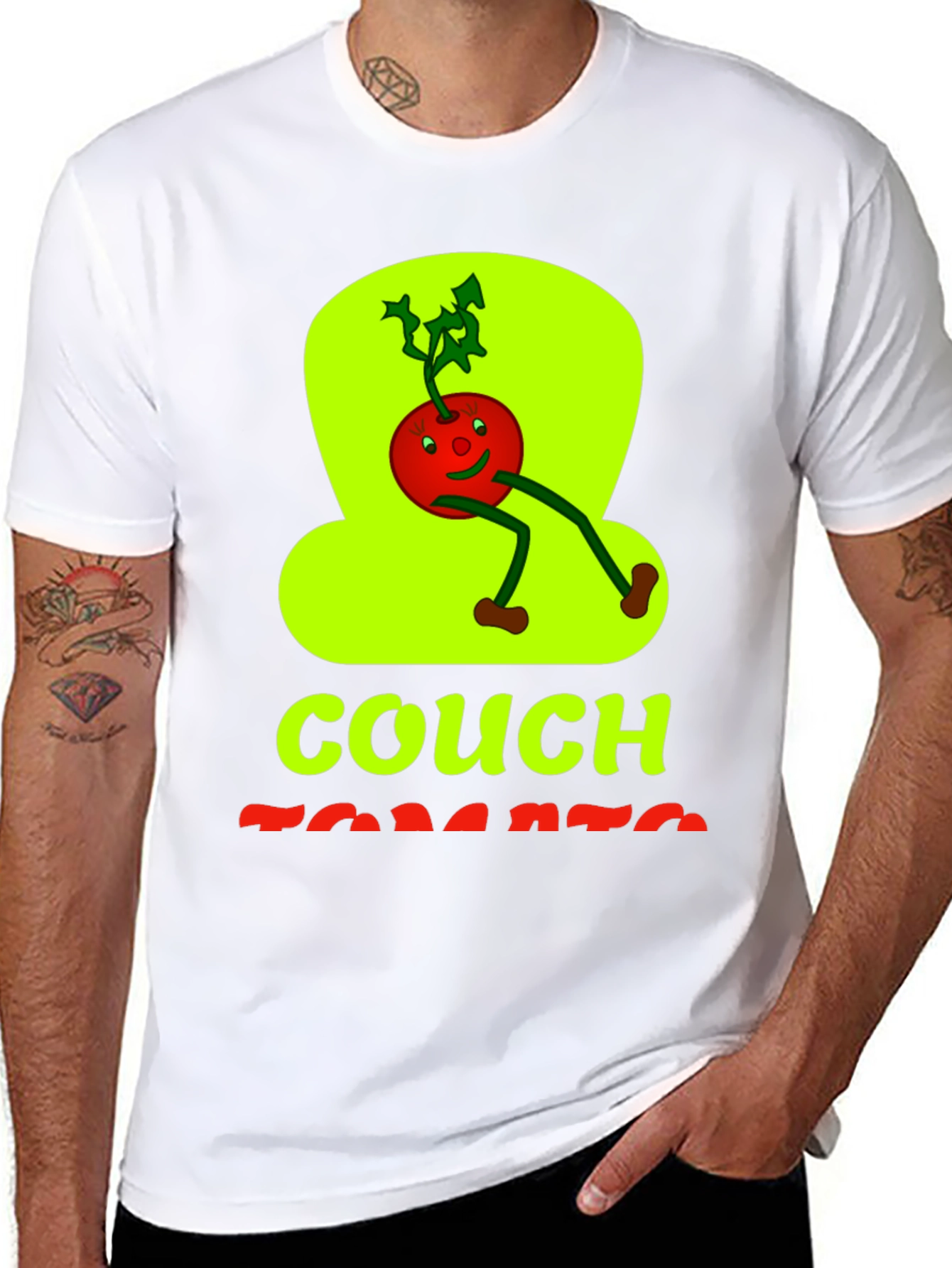 Couch Tomato Graphic Tee - Black Cotton Casual Wear