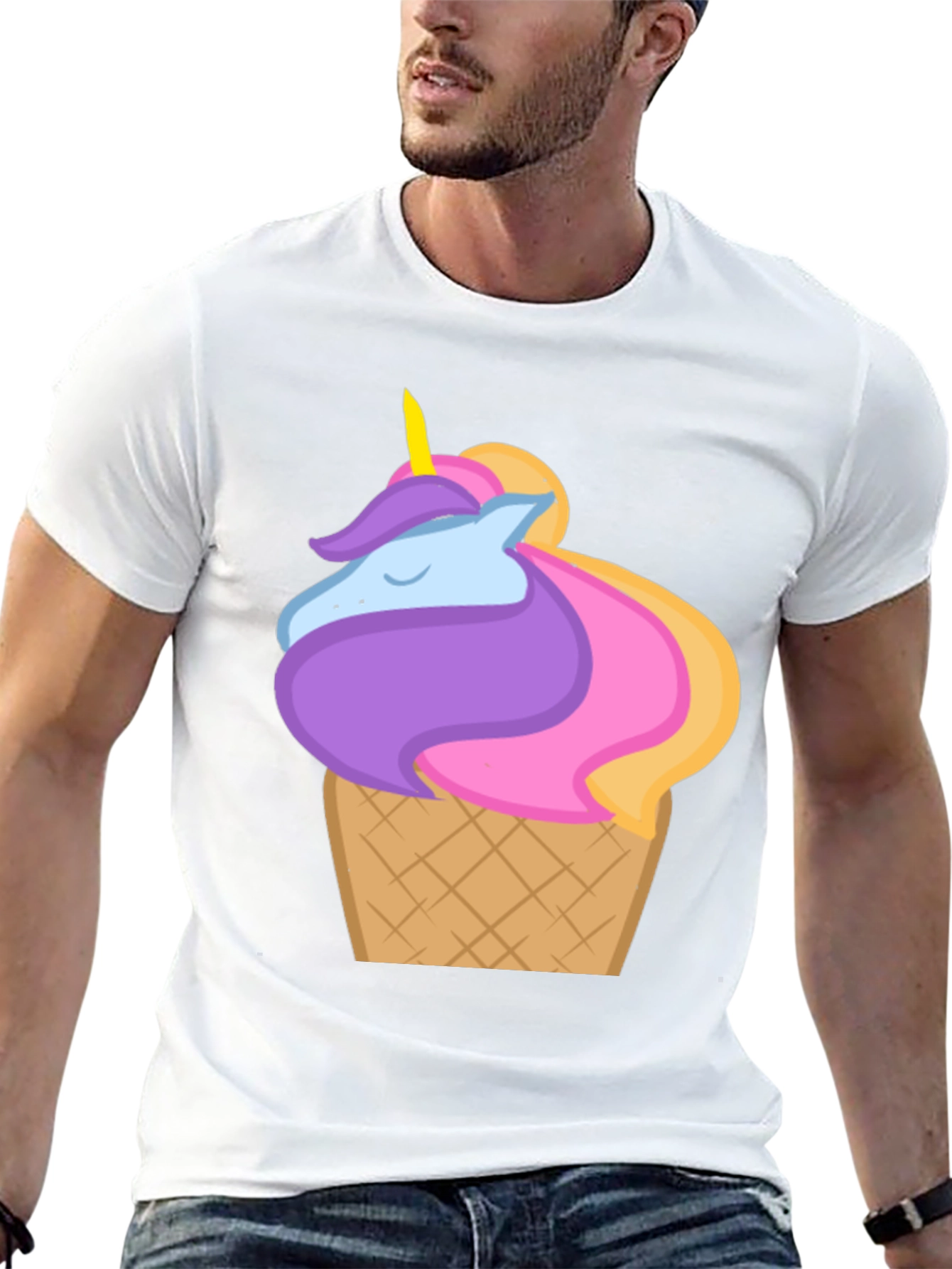 Unicorn Ice Cream Cone Graphic T-Shirt
