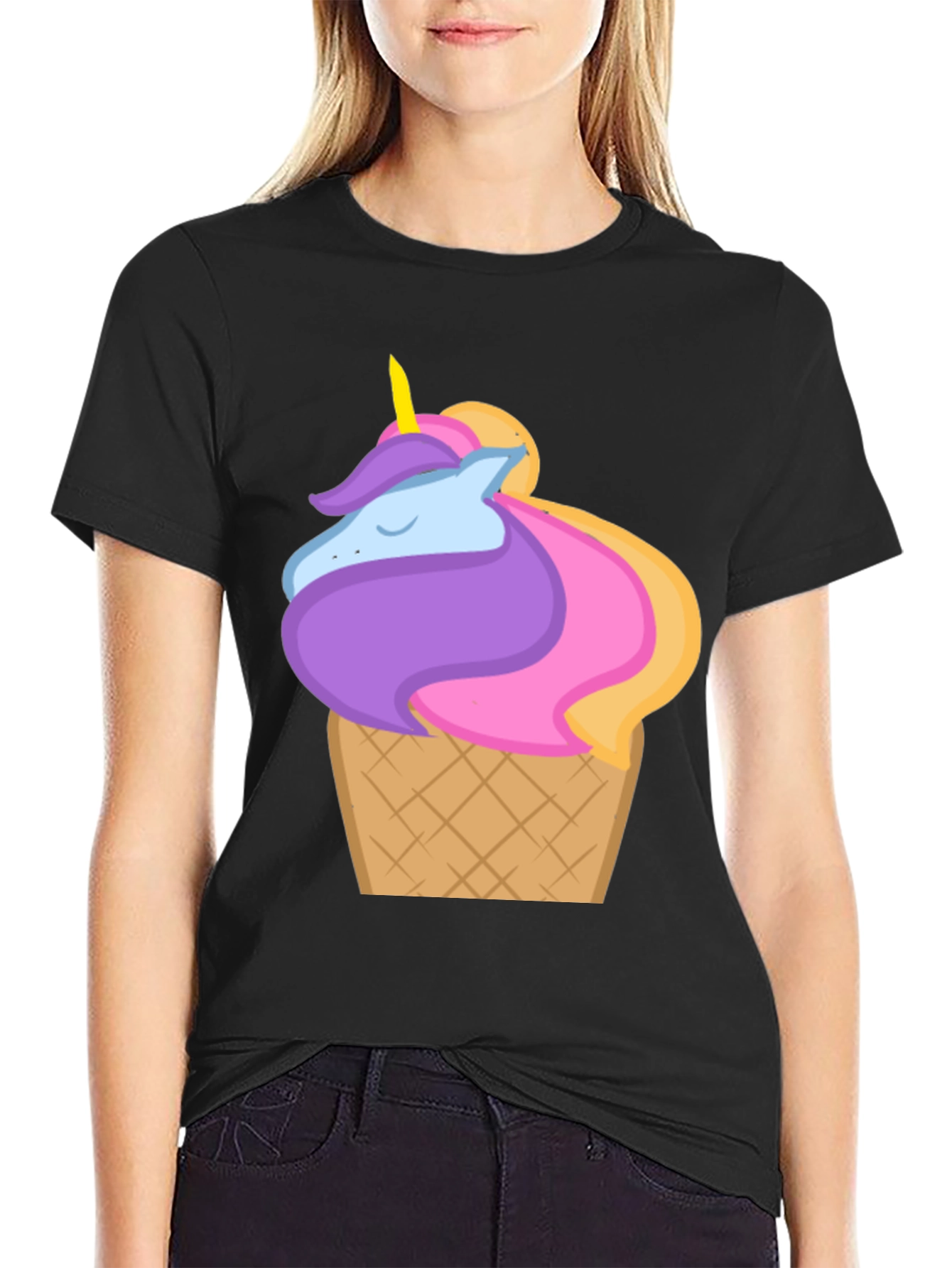 Unicorn Ice Cream Cone Graphic T-Shirt