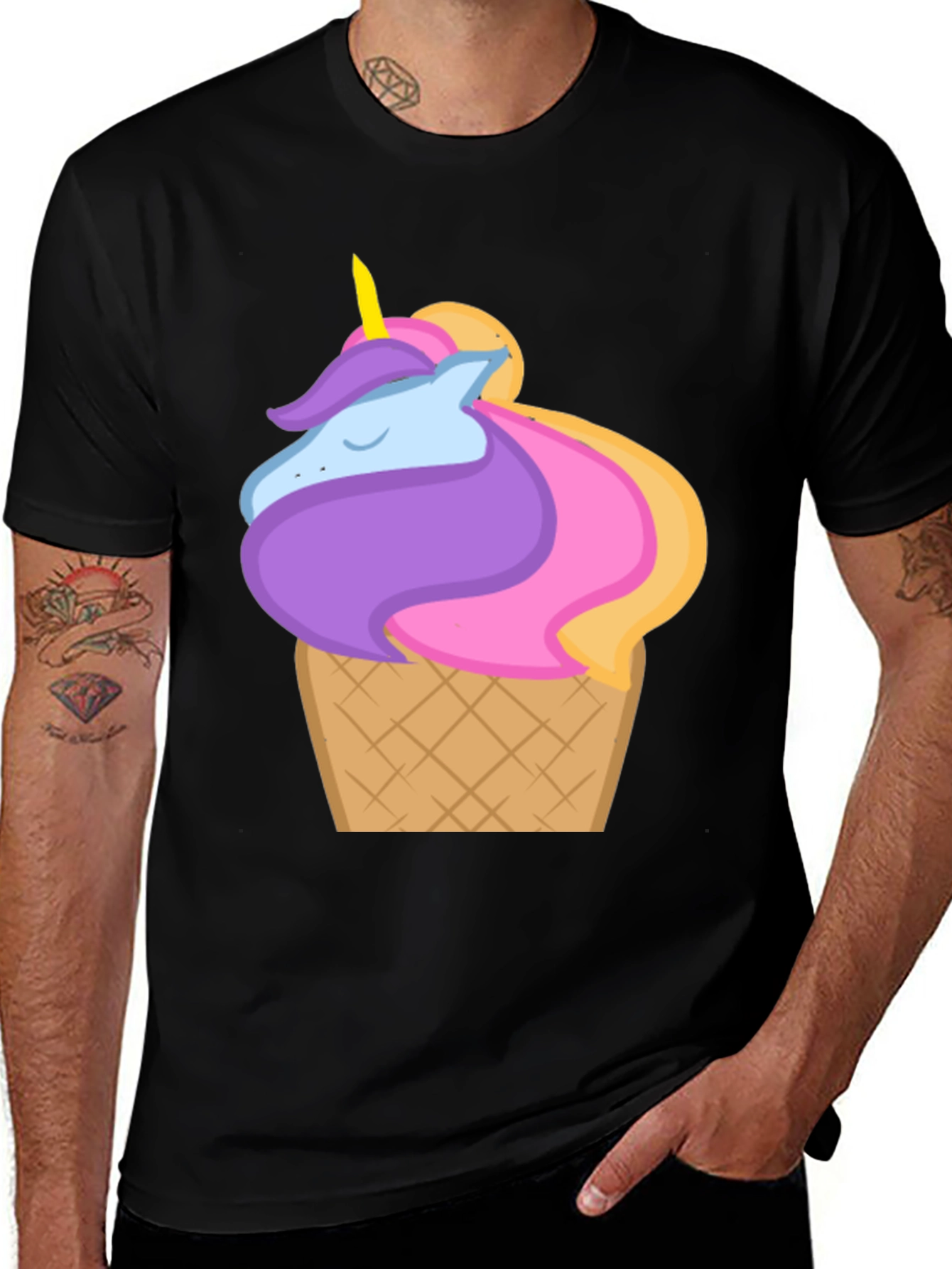 Unicorn Ice Cream Cone Graphic T-Shirt