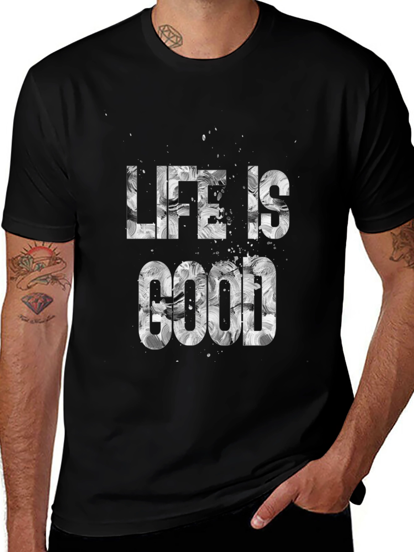 Life is Good Graphic Print Black T-Shirt
