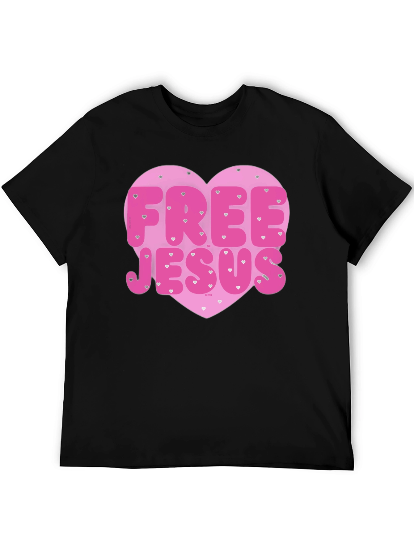 Free Jesus Heart Graphic Tee - Trendy Black T-Shirt