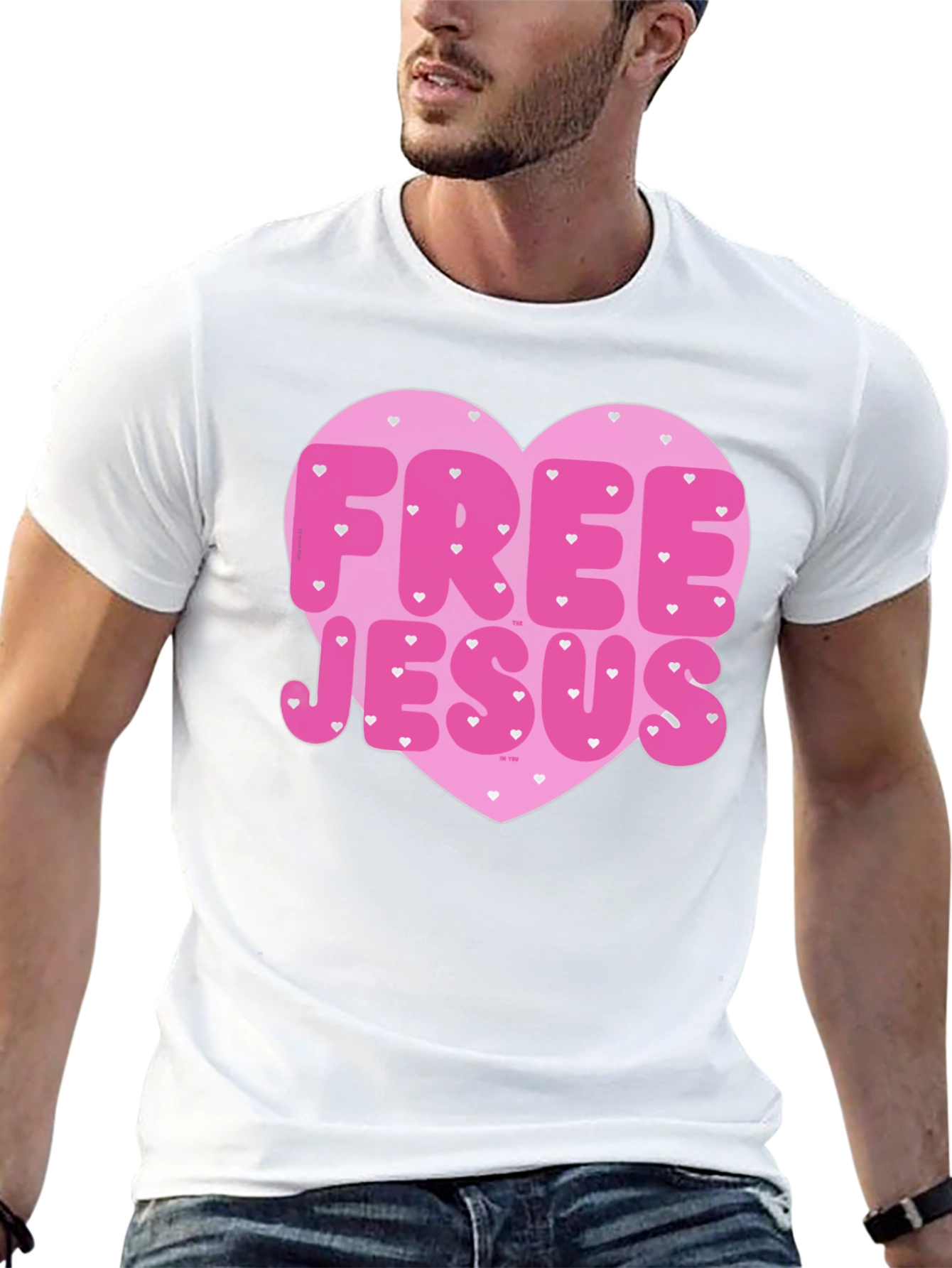 Free Jesus Heart Graphic Tee - Trendy Black T-Shirt
