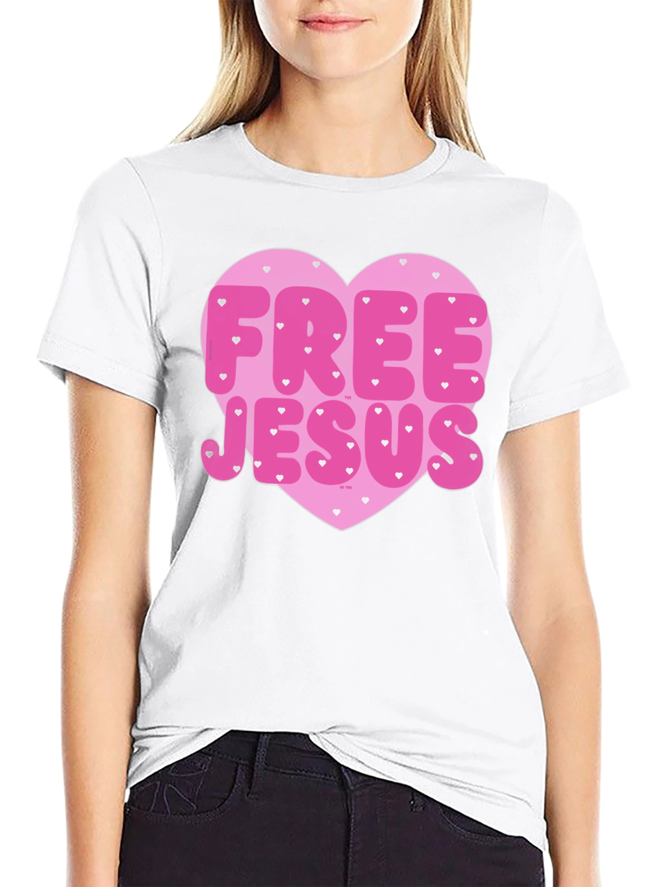 Free Jesus Heart Graphic Tee - Trendy Black T-Shirt