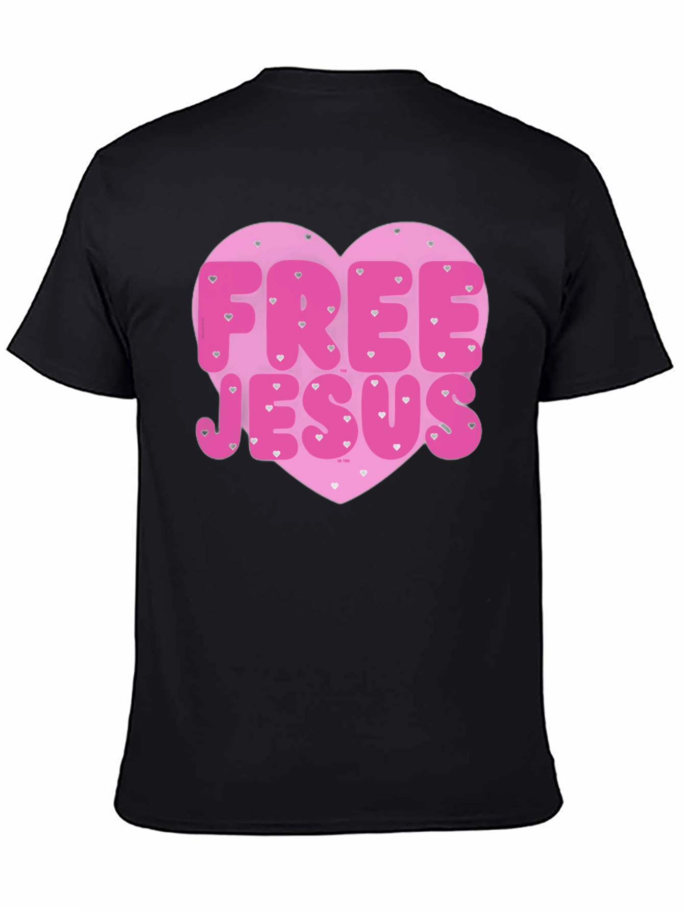 Free Jesus Heart Graphic Tee - Trendy Black T-Shirt
