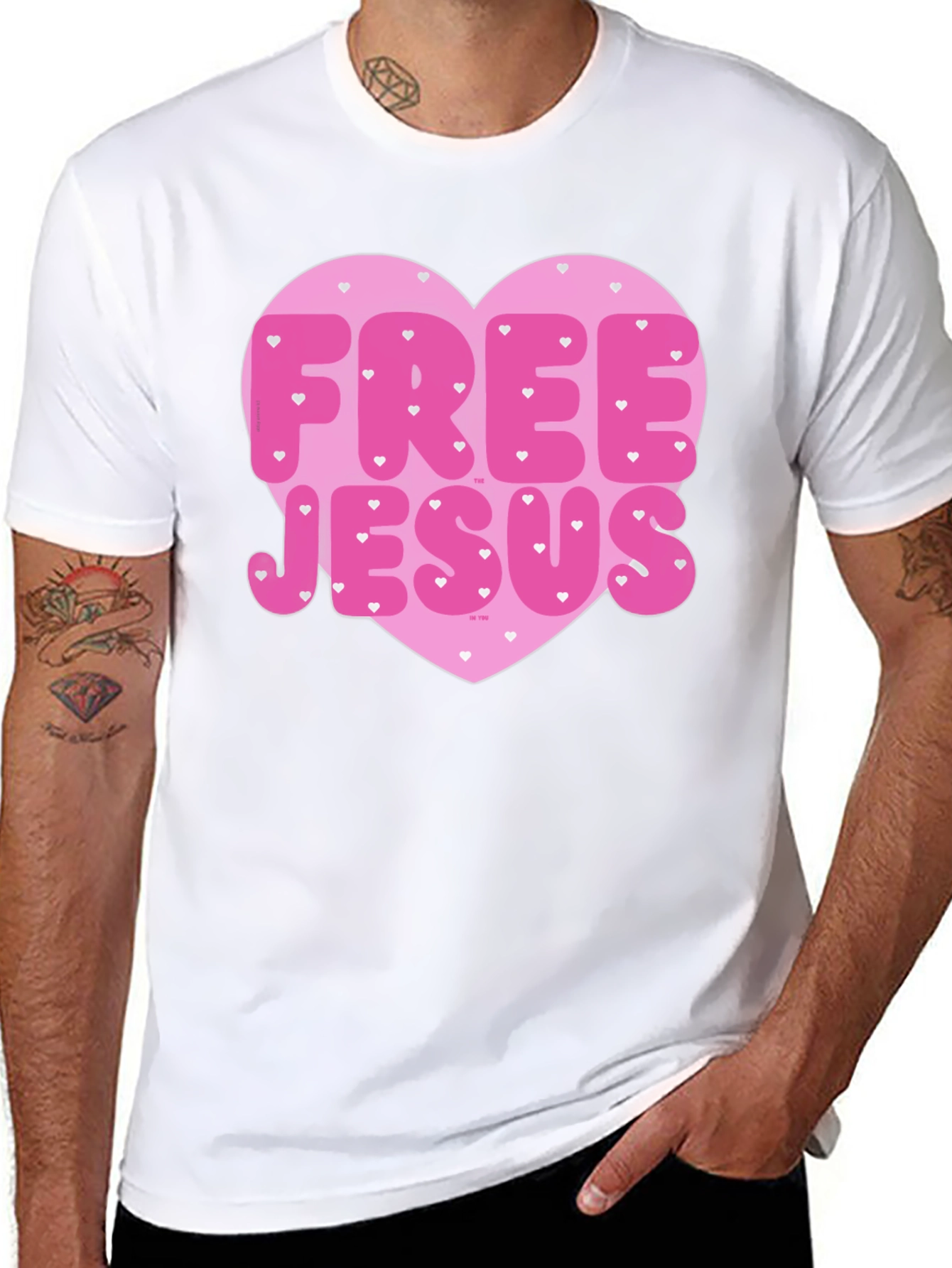 Free Jesus Heart Graphic Tee - Trendy Black T-Shirt