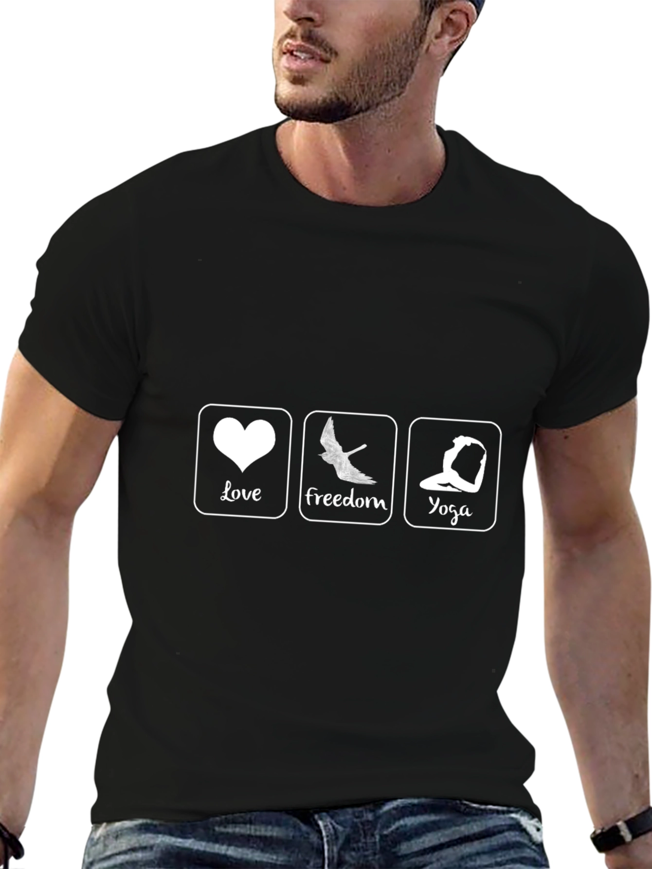Love Freedom Yoga Graphic Tee - Black