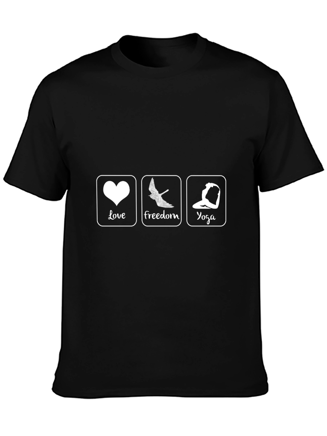 Love Freedom Yoga Graphic Tee - Black