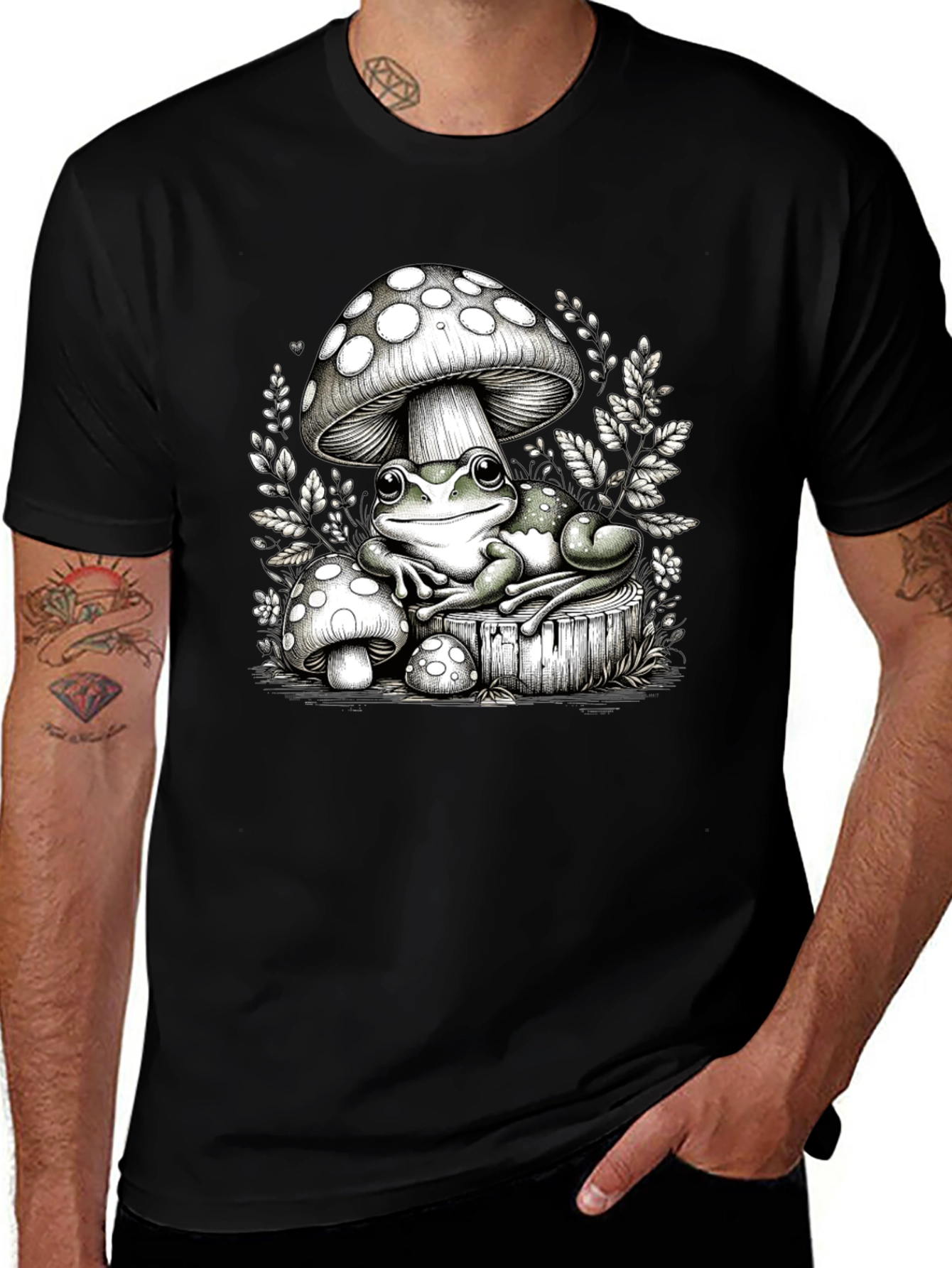 Frog and Mushroom Graphic Tee