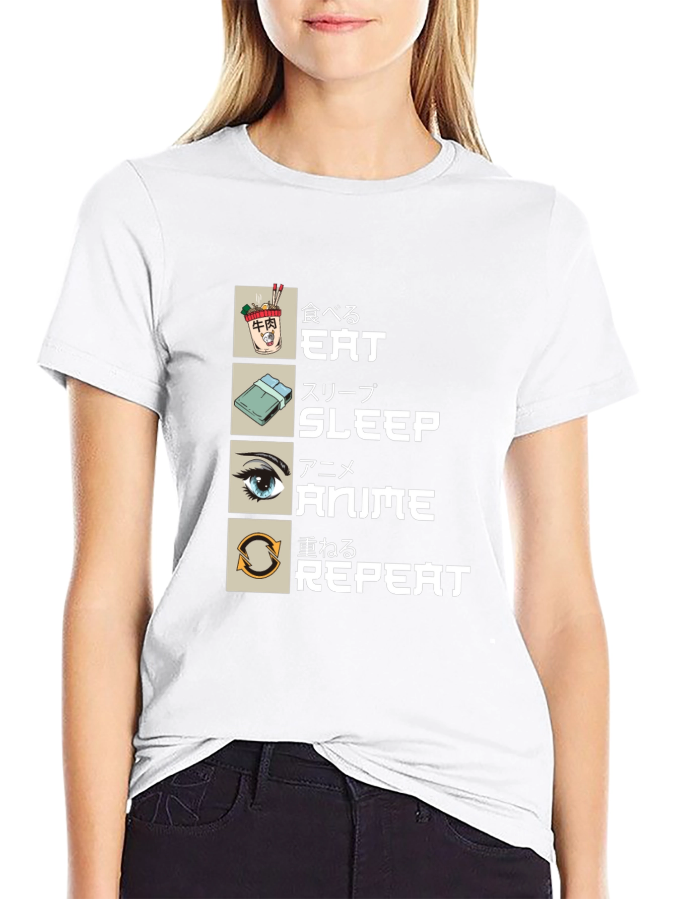Eat Sleep Anime Repeat T-Shirt - Otaku Style