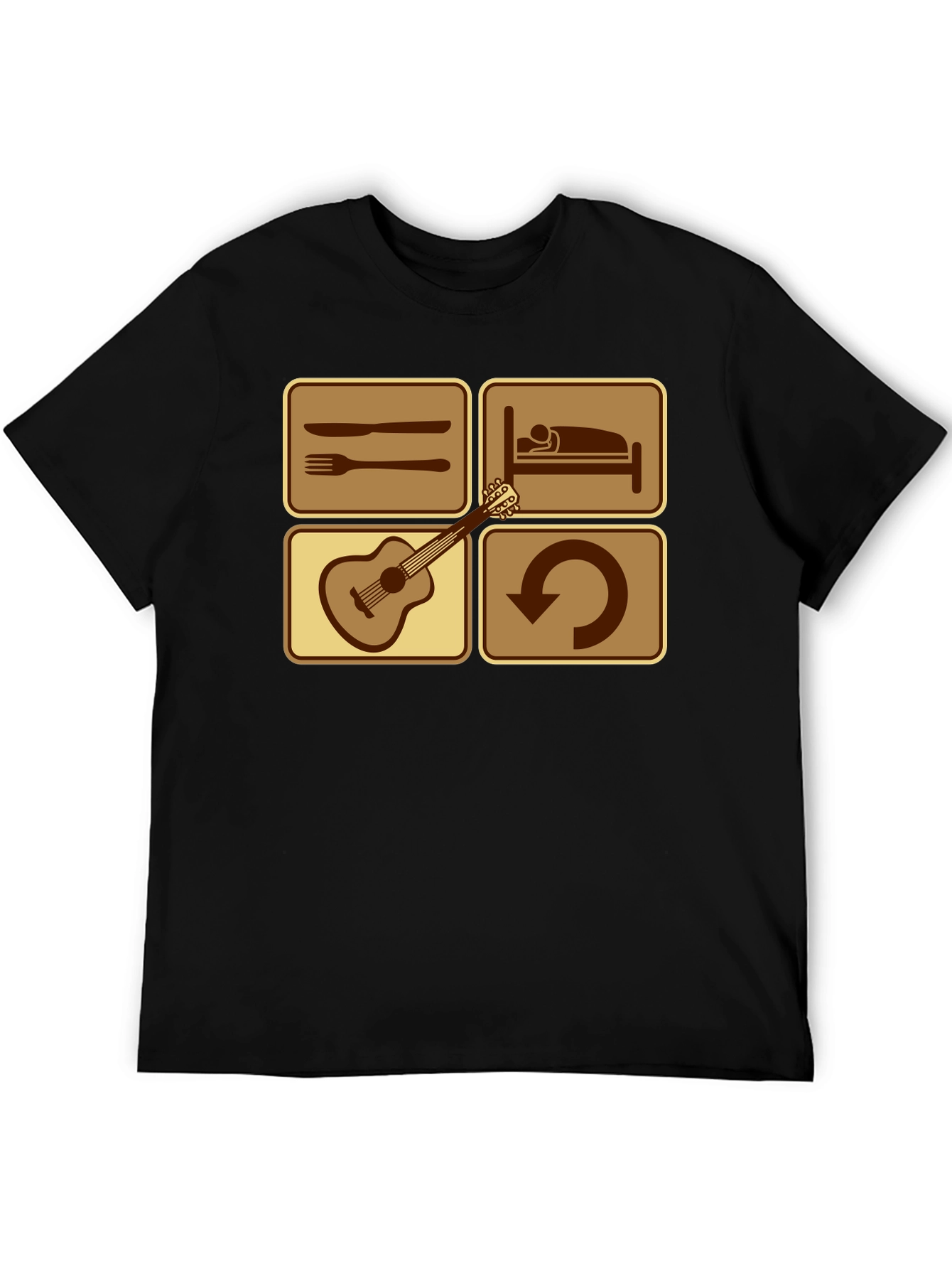Eat Sleep Guitar Repeat Black T-Shirt