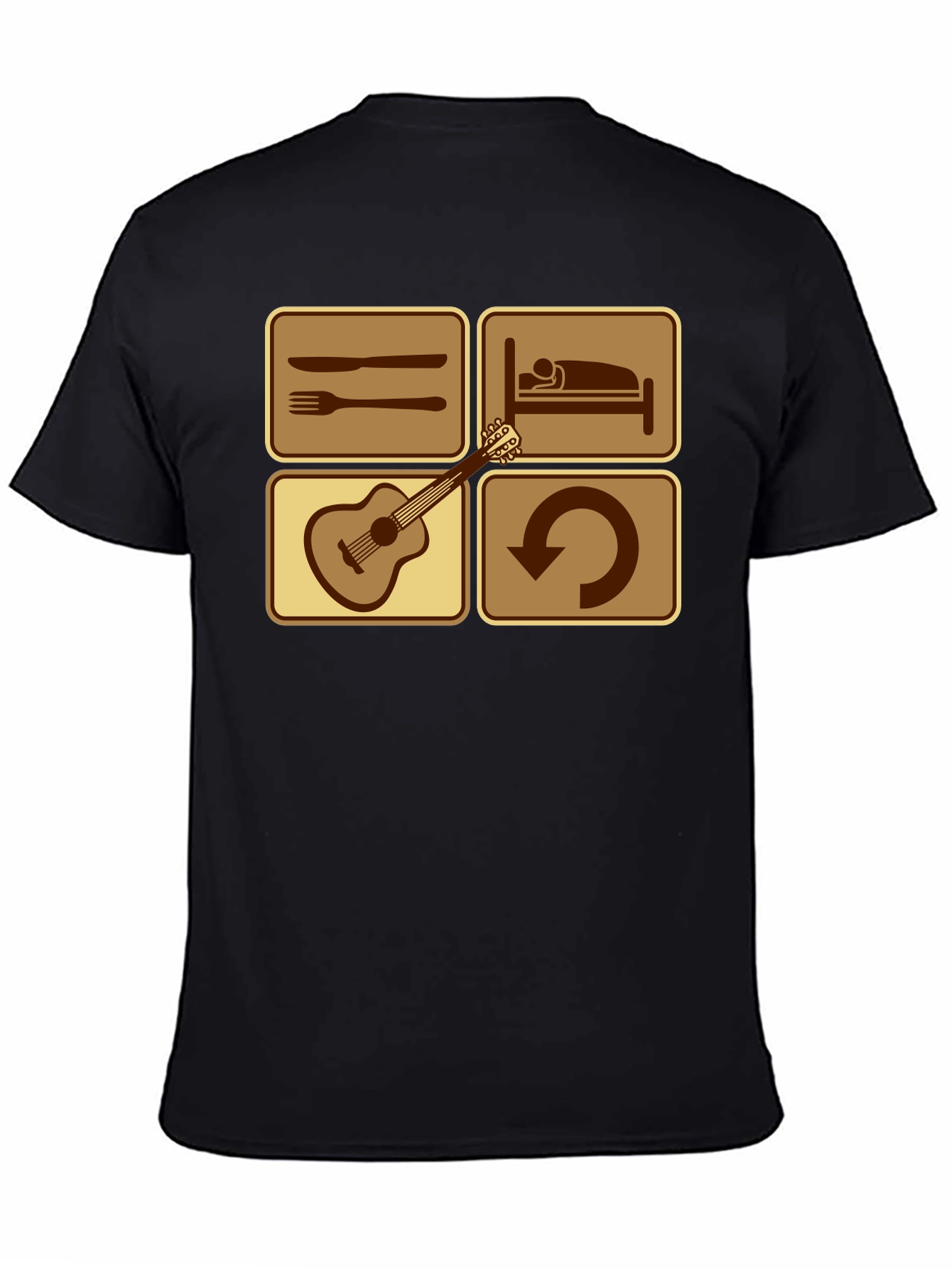 Eat Sleep Guitar Repeat Black T-Shirt