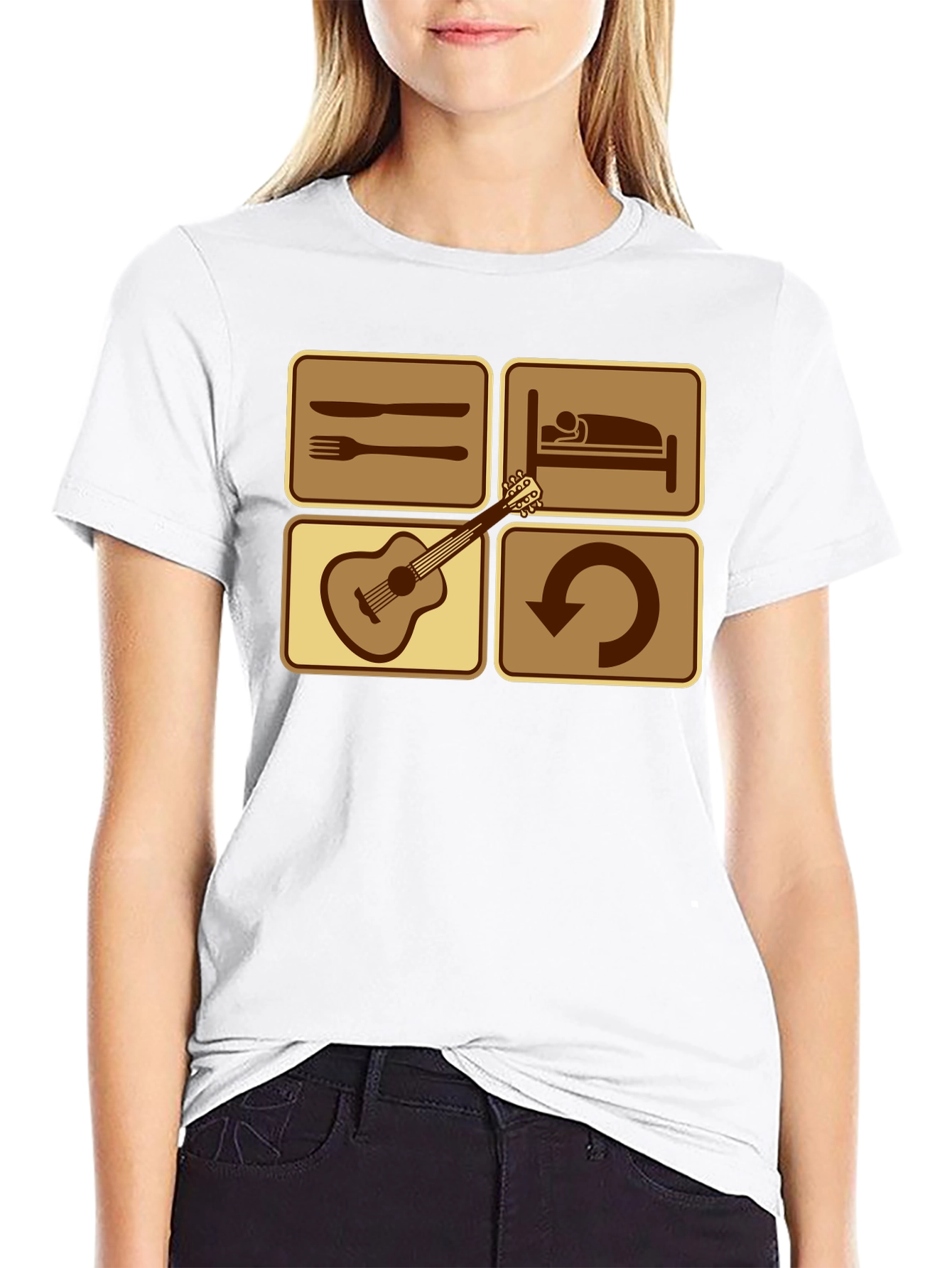 Eat Sleep Guitar Repeat Black T-Shirt