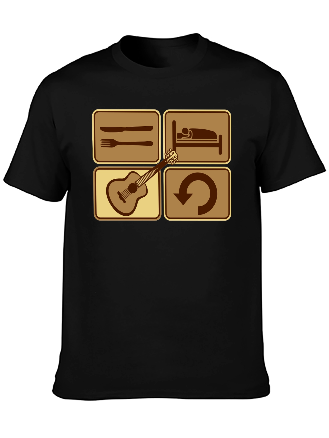 Eat Sleep Guitar Repeat Black T-Shirt