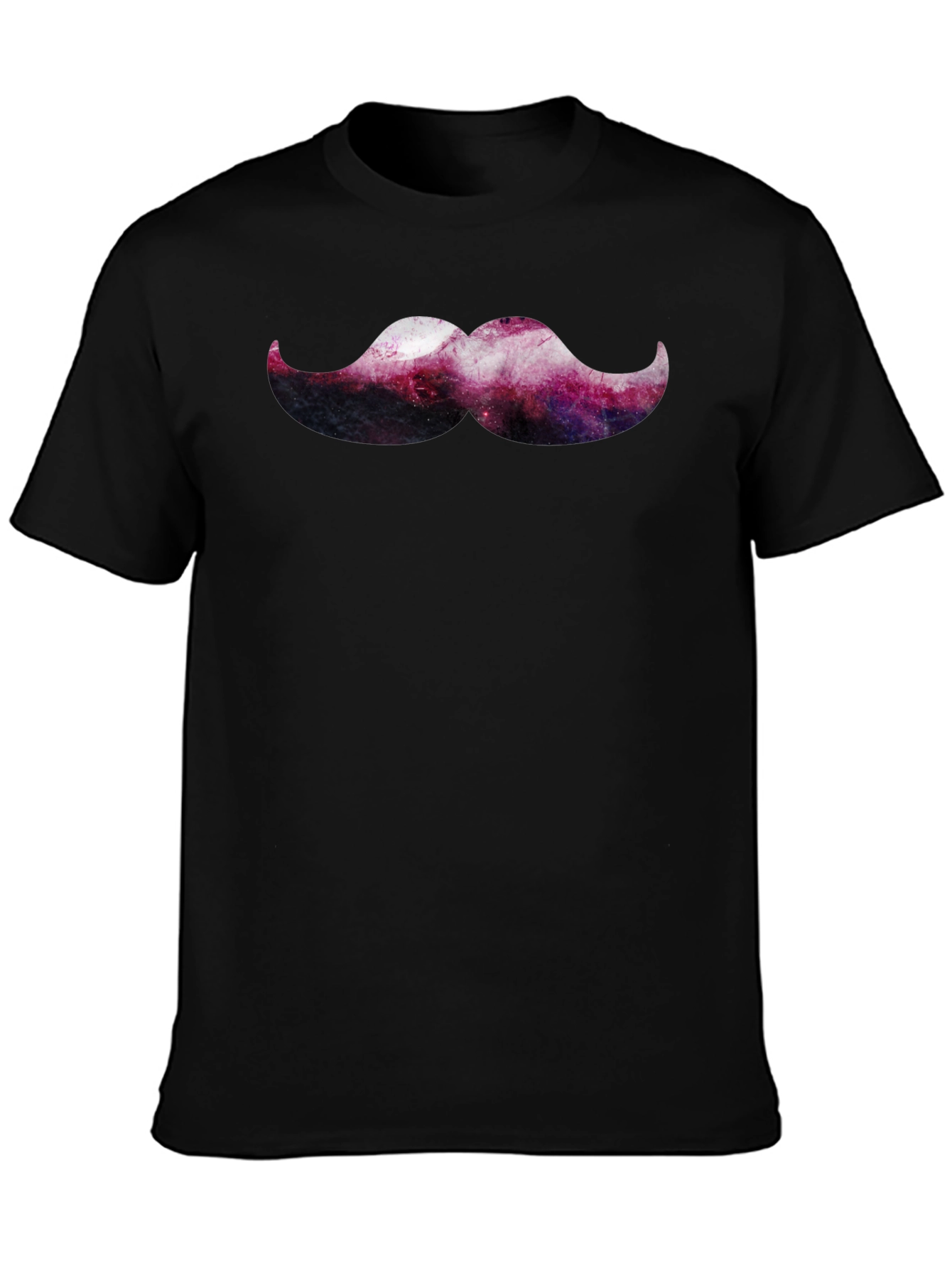 Cosmic Mustache Graphic Tee - Trendy Mens Black T-Shirt