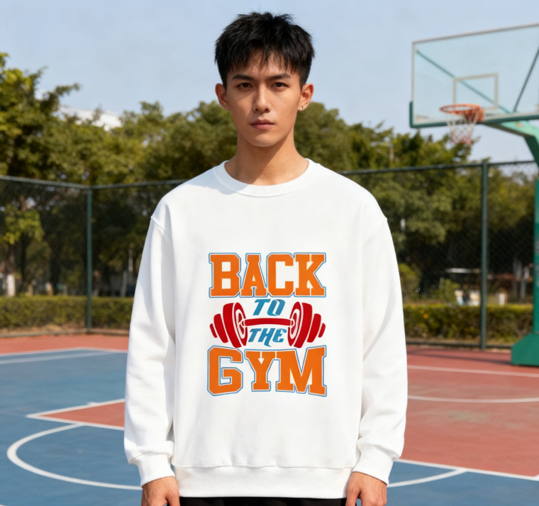Motivational 'BACK TO THE GYM' Graphic Sweatshirt