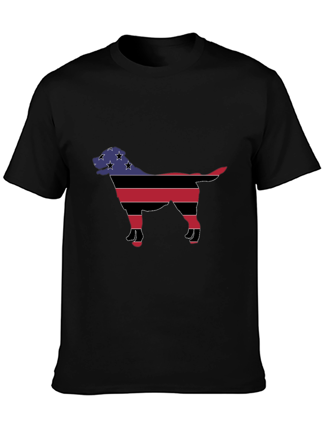 Patriotic Dog Silhouette T-Shirt - Black