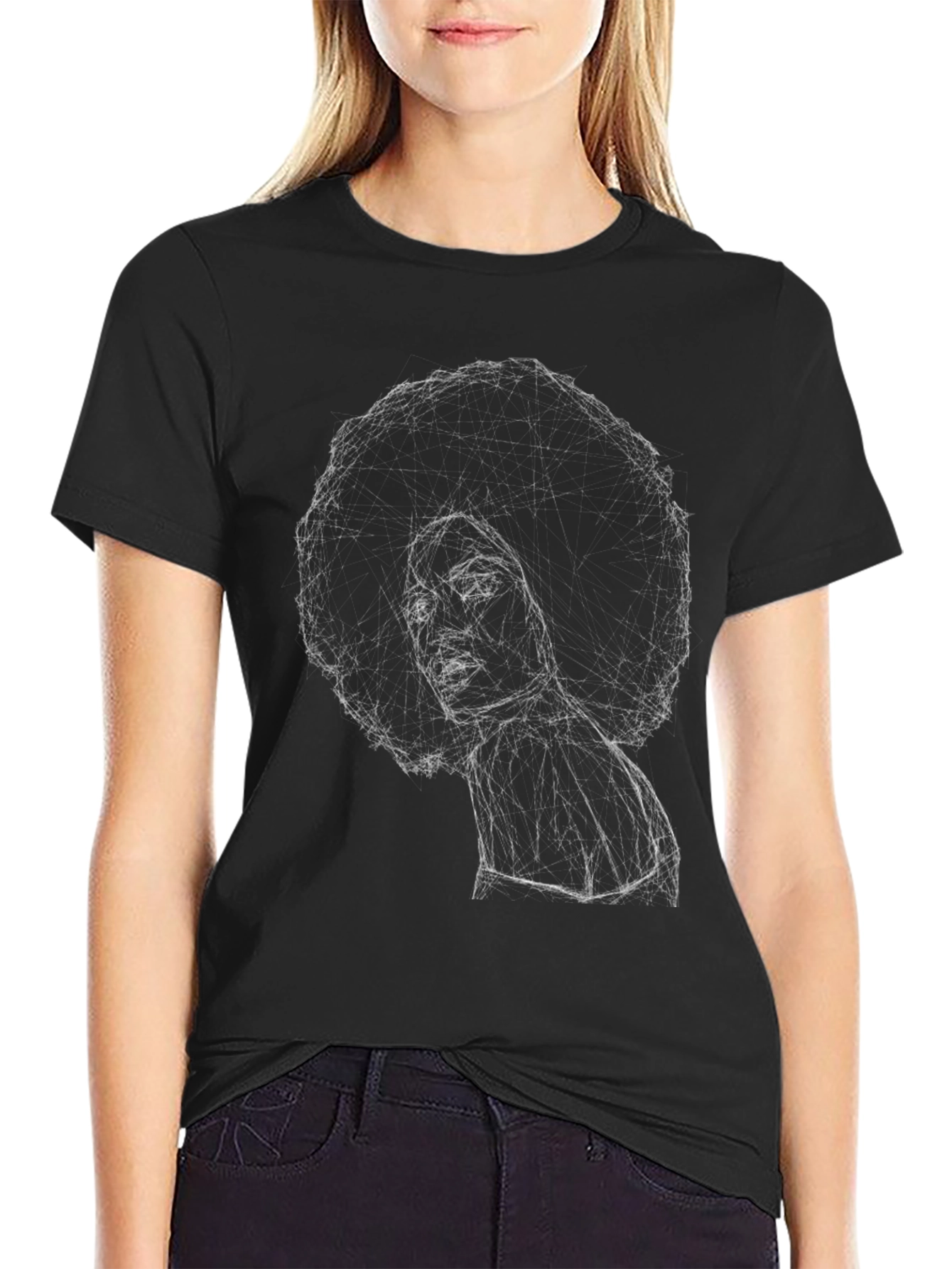 Afro Sketch Graphic Black T-Shirt
