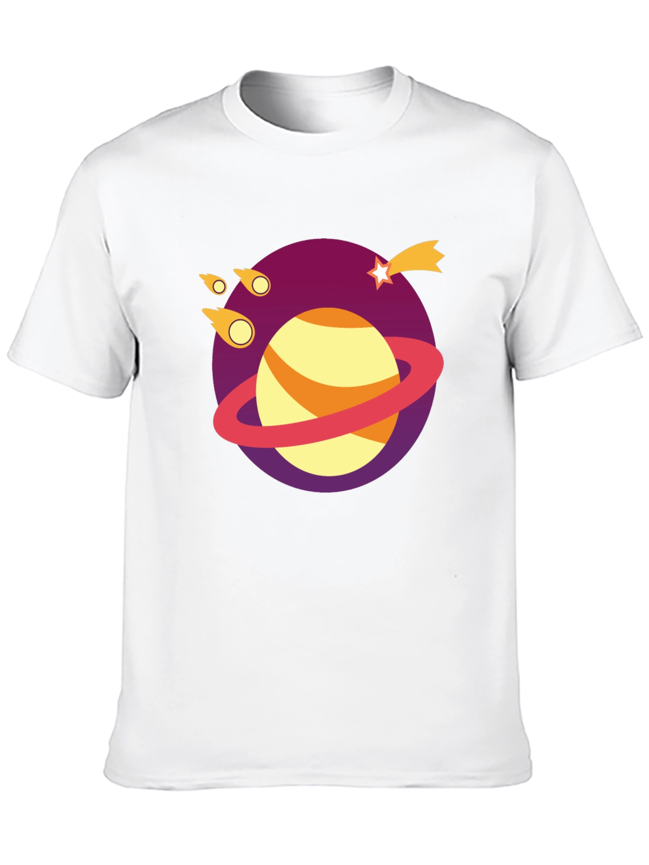 Galaxy Planet Graphic Tee - Black Cotton T-Shirt
