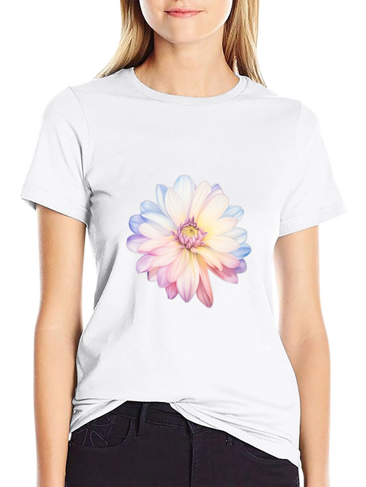 Floral Print T-Shirt - Black Cotton Blend