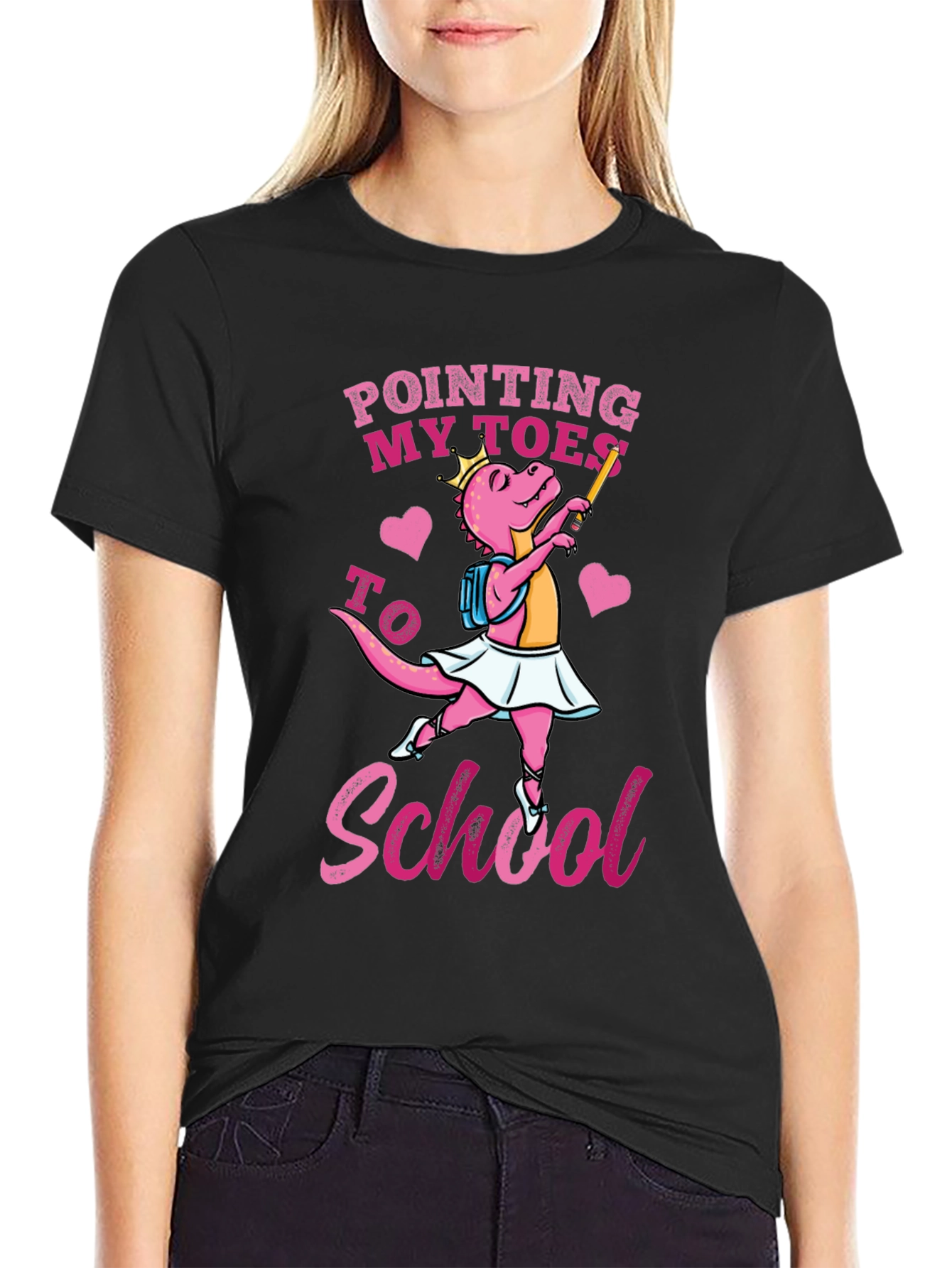 Ballerina Dinosaur Back to School Graphic Tee
