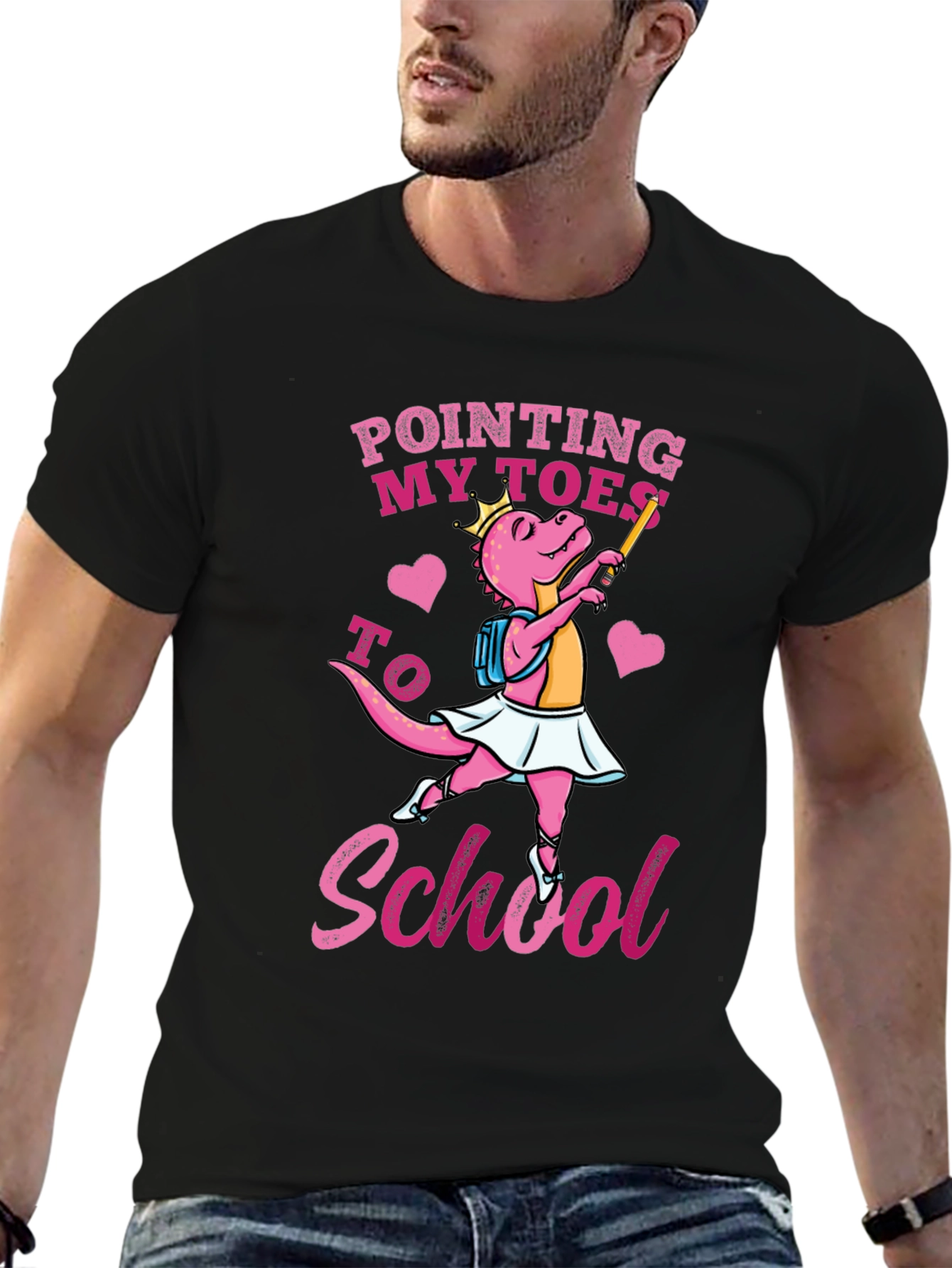 Ballerina Dinosaur Back to School Graphic Tee