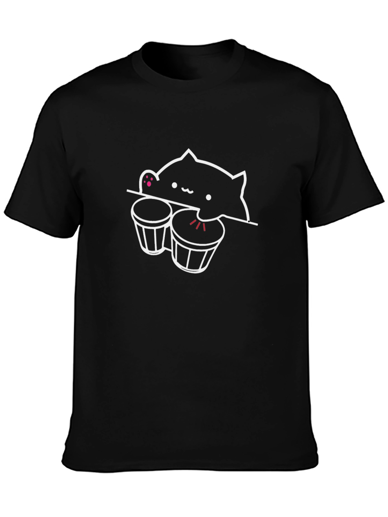 Bongo Cat Black T-Shirt - Funny Music Tee