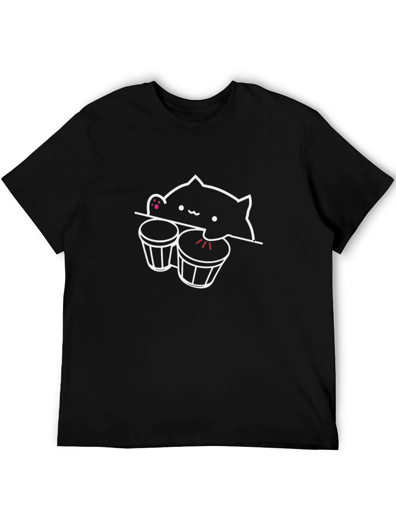 Bongo Cat Black T-Shirt - Funny Music Tee
