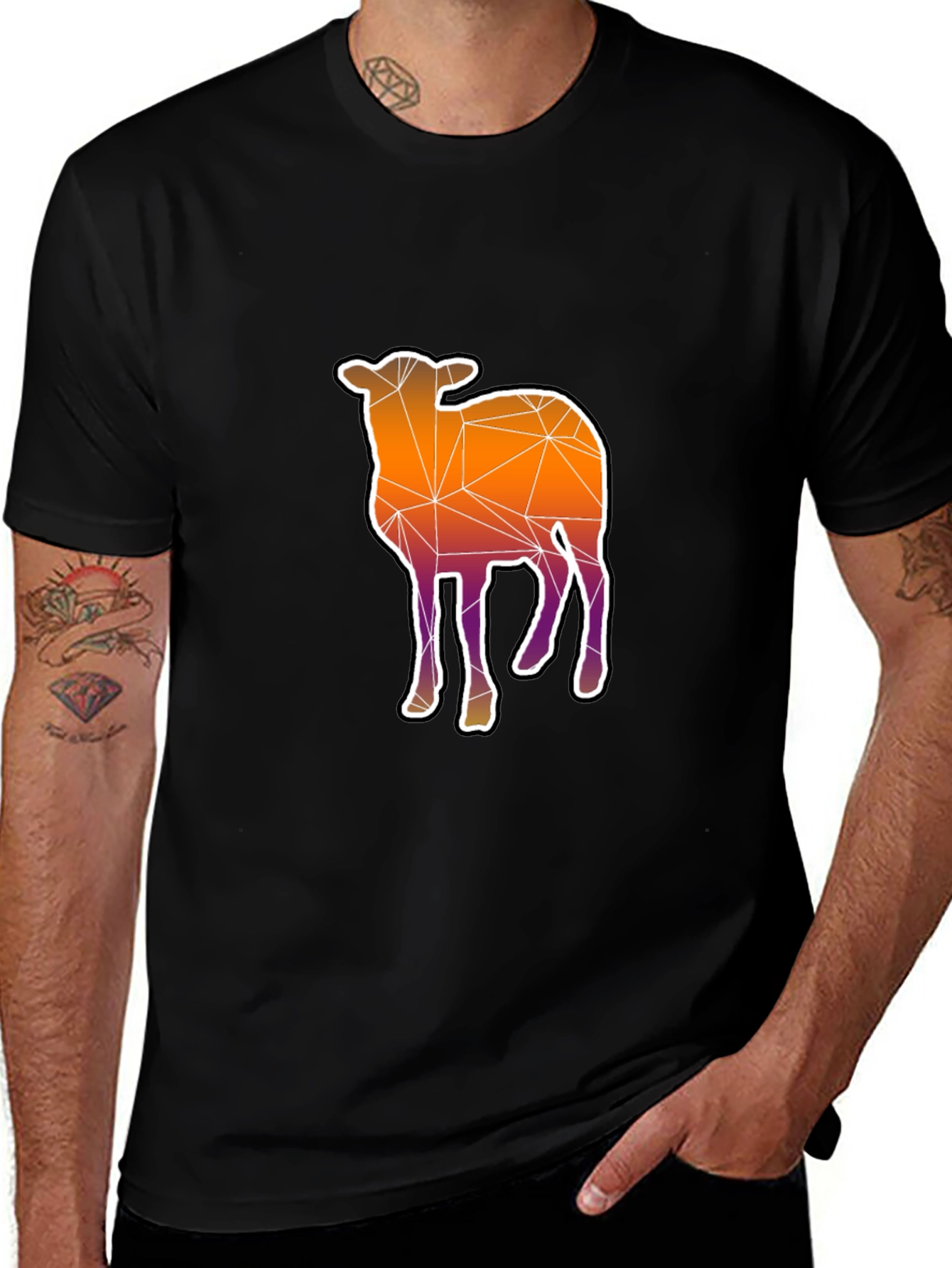 Geometric Sheep Graphic Tee - Modern Style