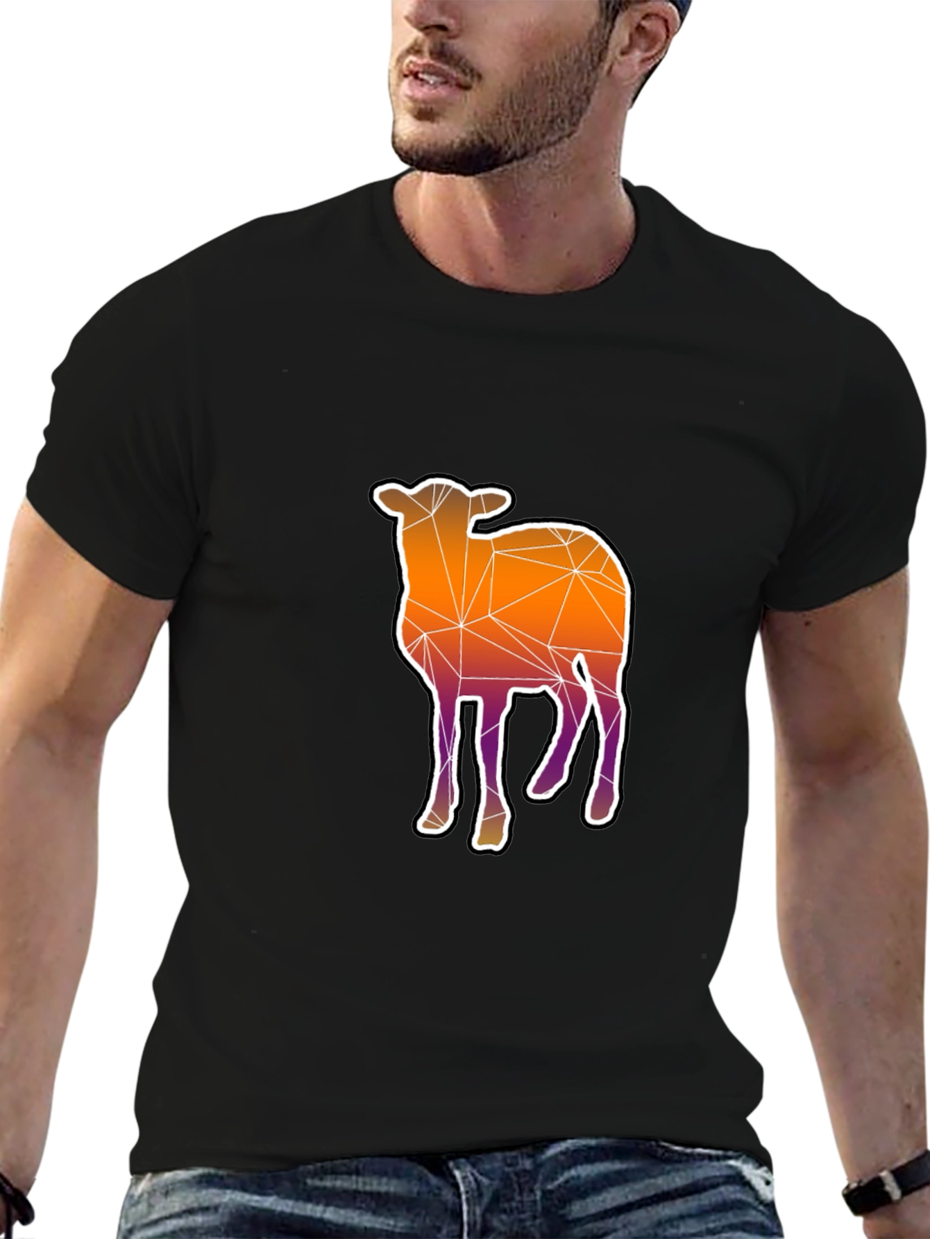 Geometric Sheep Graphic Tee - Modern Style