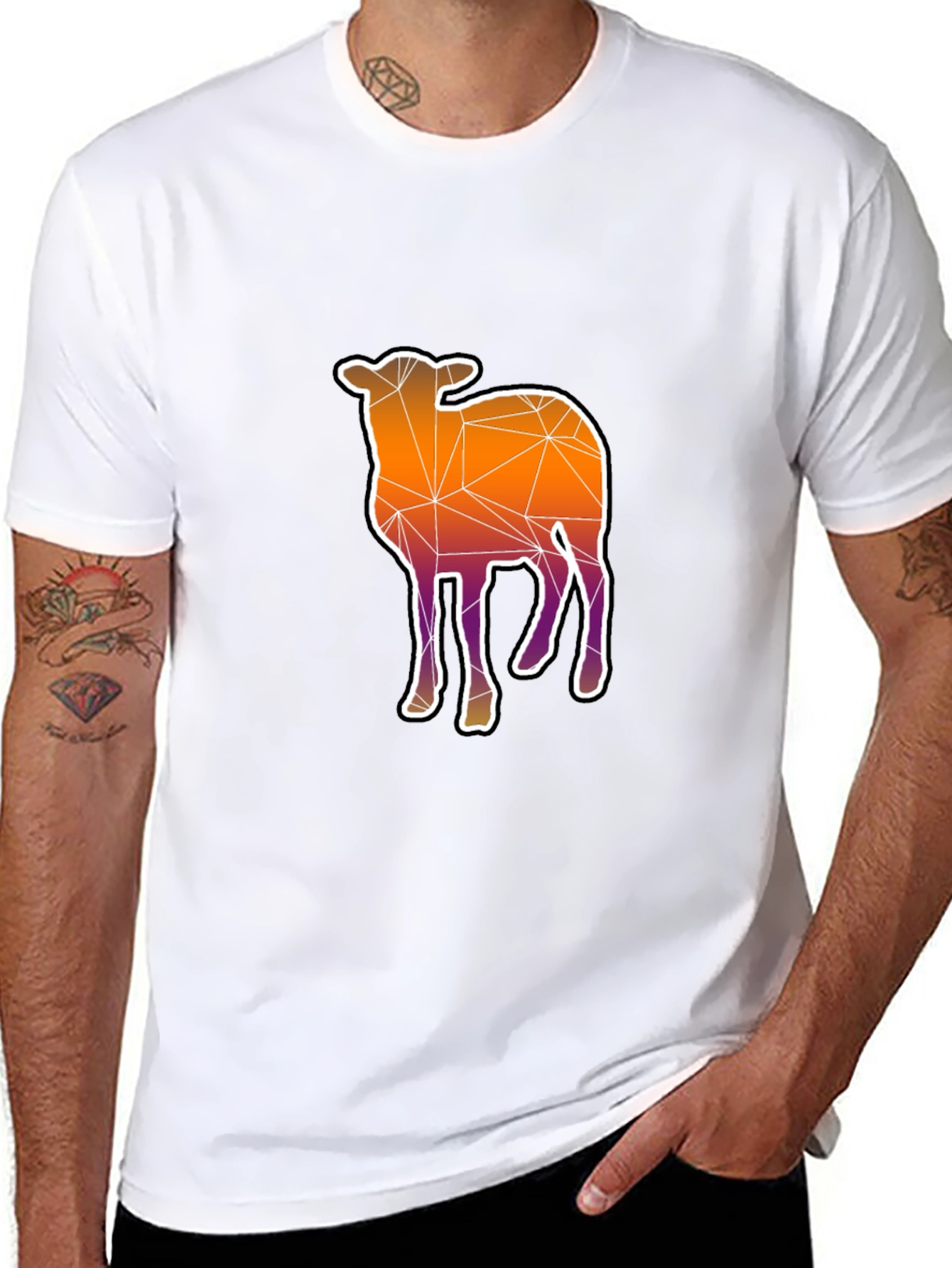 Geometric Sheep Graphic Tee - Modern Style