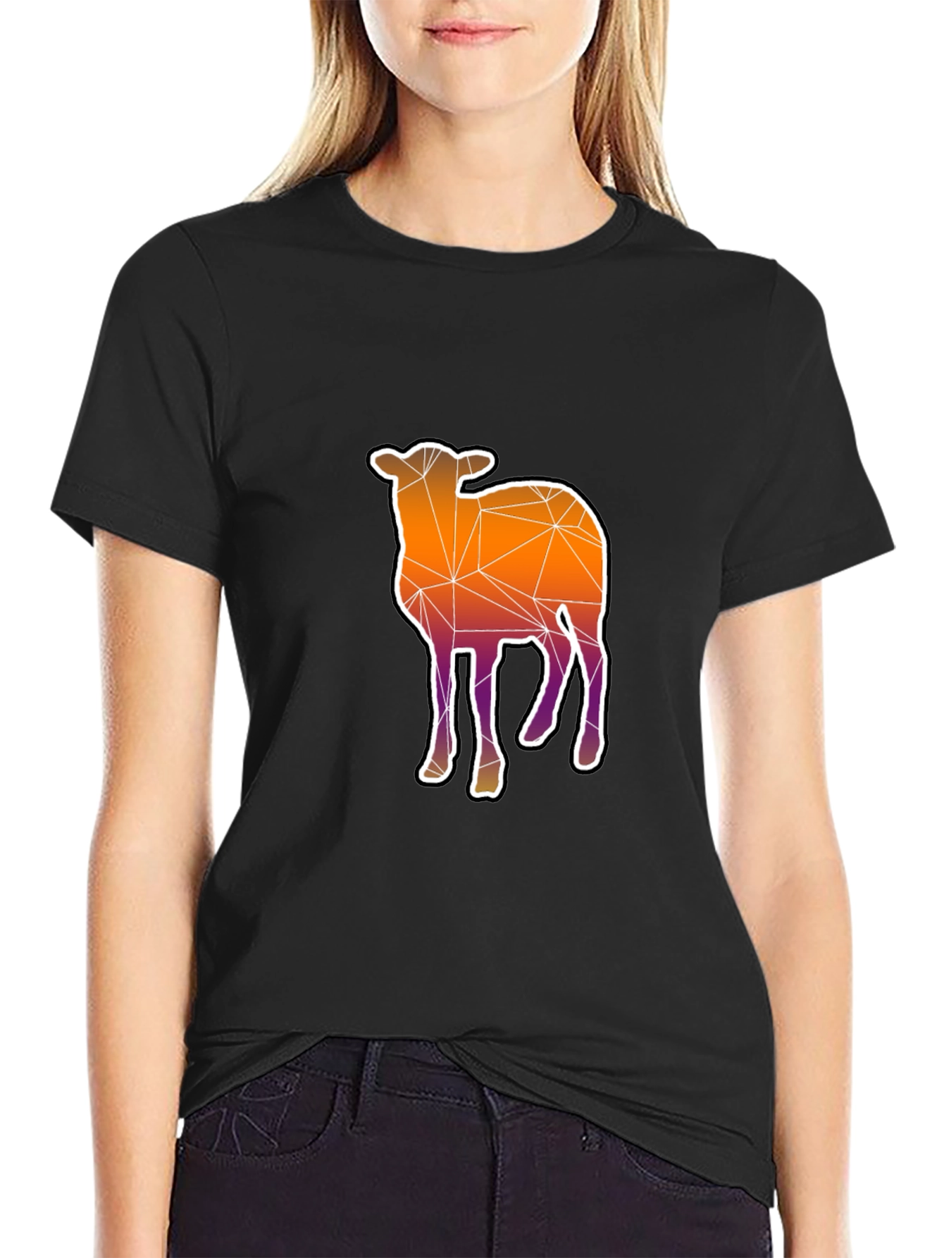 Geometric Sheep Graphic Tee - Modern Style