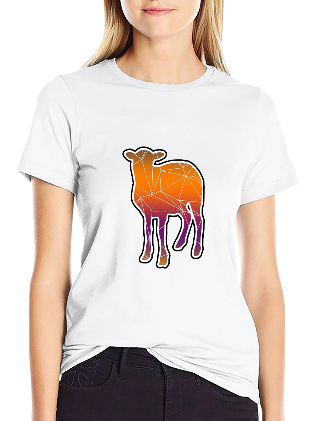 Geometric Sheep Graphic Tee - Modern Style