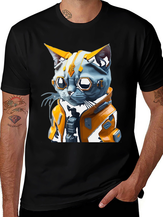 Cyberpunk Cat T-Shirt - Futuristic Feline Design