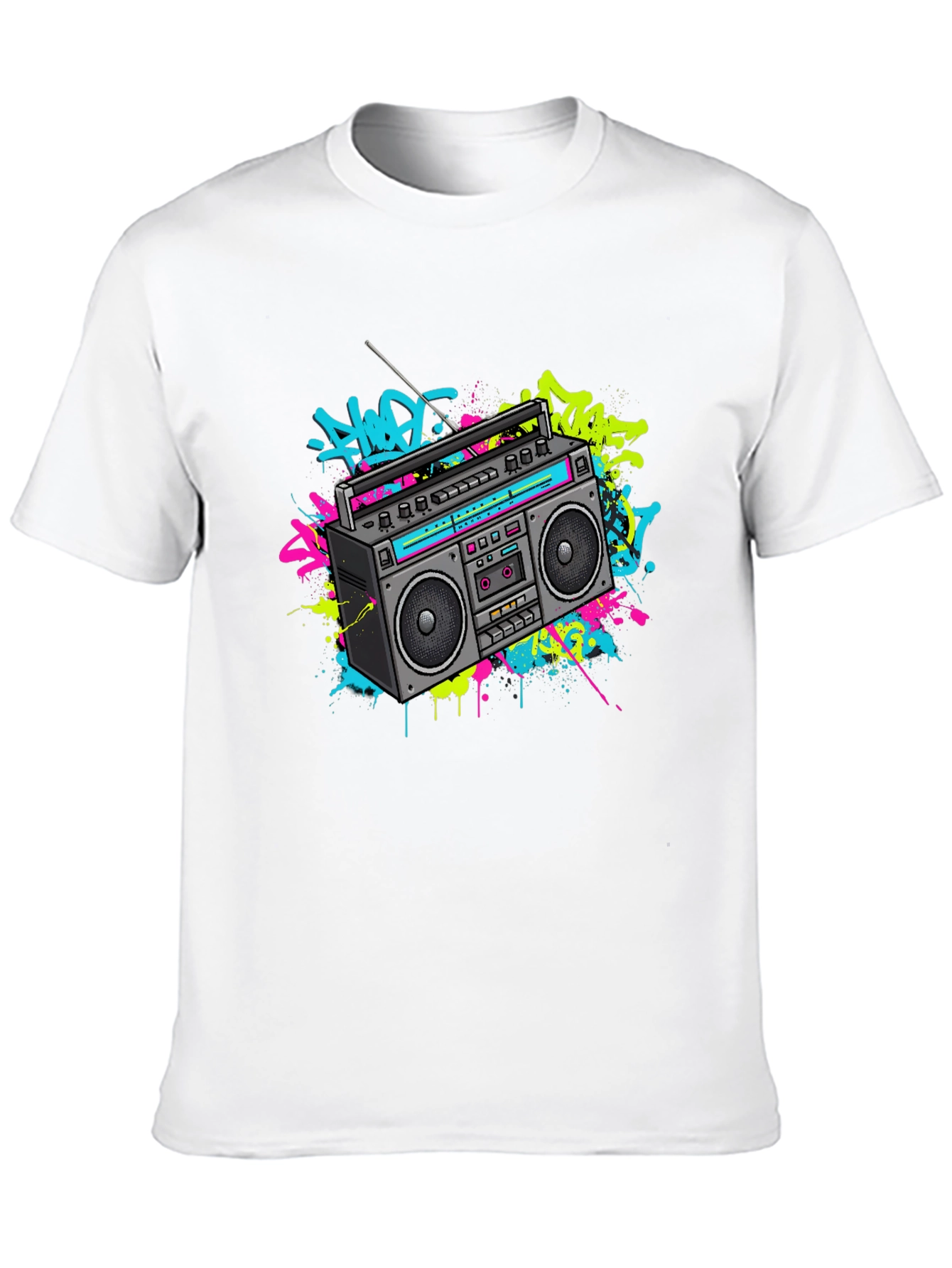 Retro Boombox Graphic Tee - 80s Vibe T-Shirt