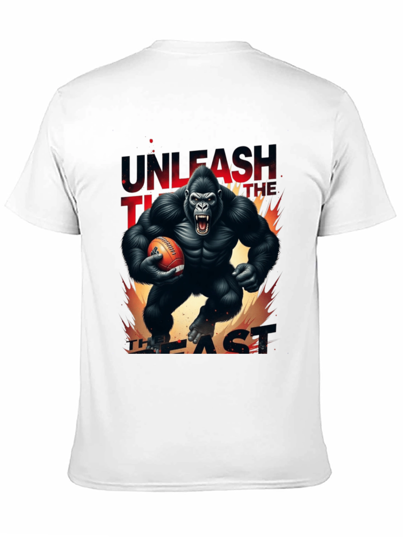 Unleash the Beast Gorilla Football Graphic T-Shirt