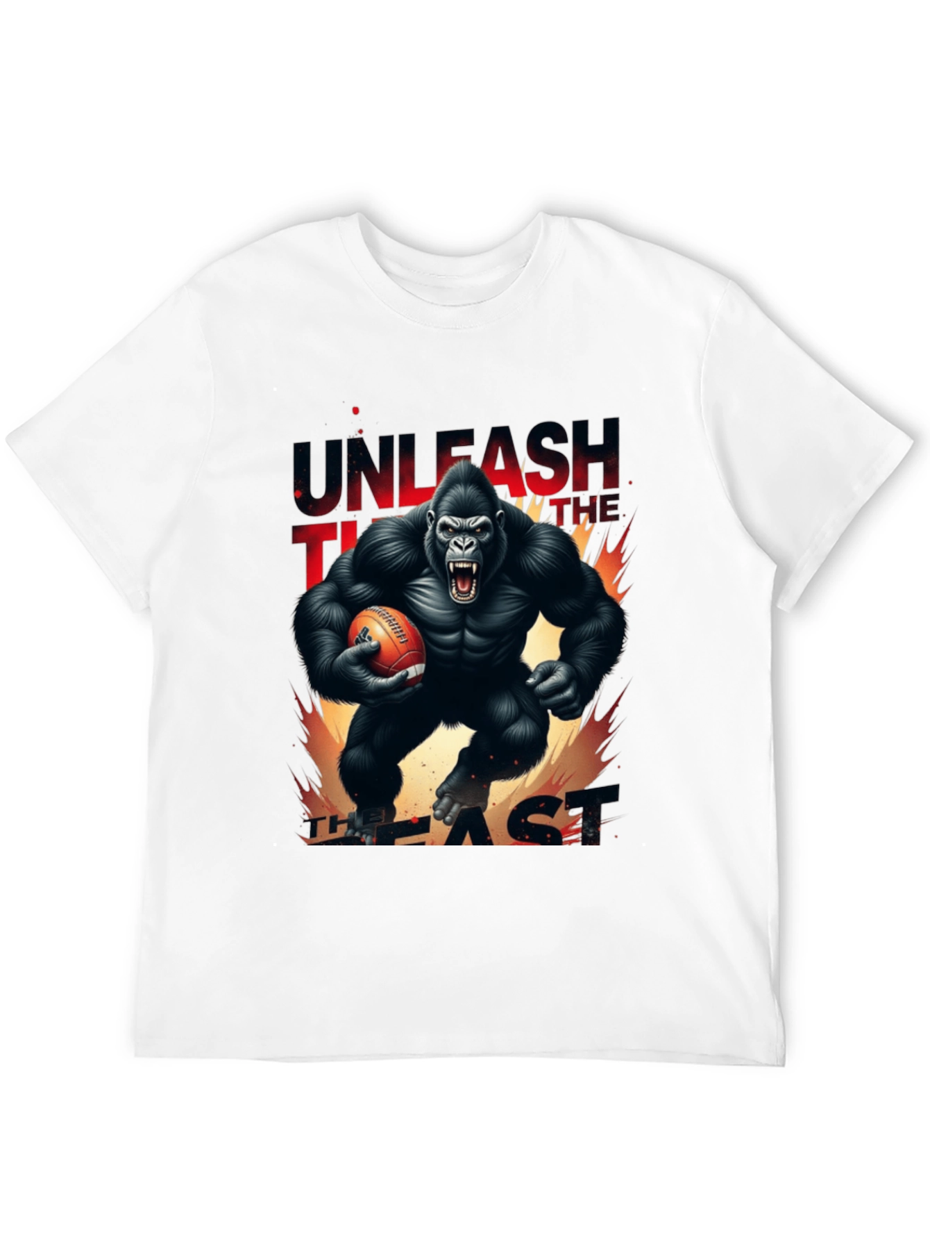 Unleash the Beast Gorilla Football Graphic T-Shirt