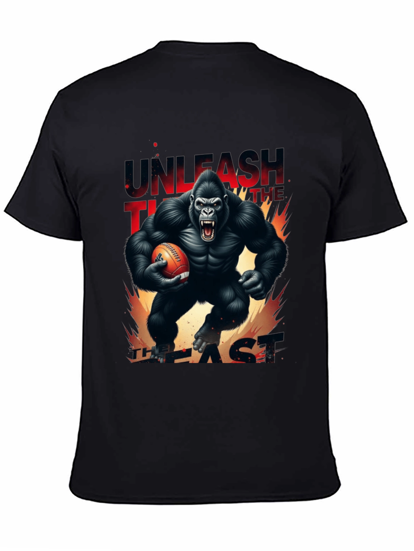 Unleash the Beast Gorilla Football Graphic T-Shirt