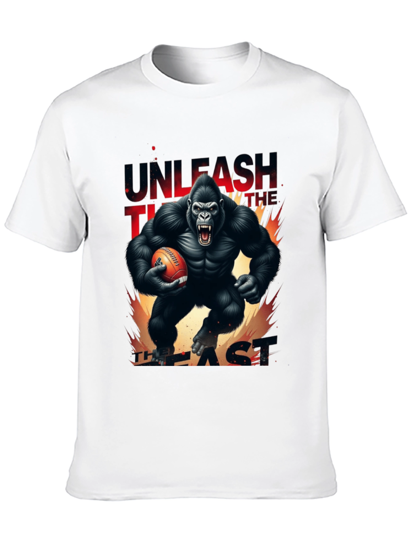 Unleash the Beast Gorilla Football Graphic T-Shirt