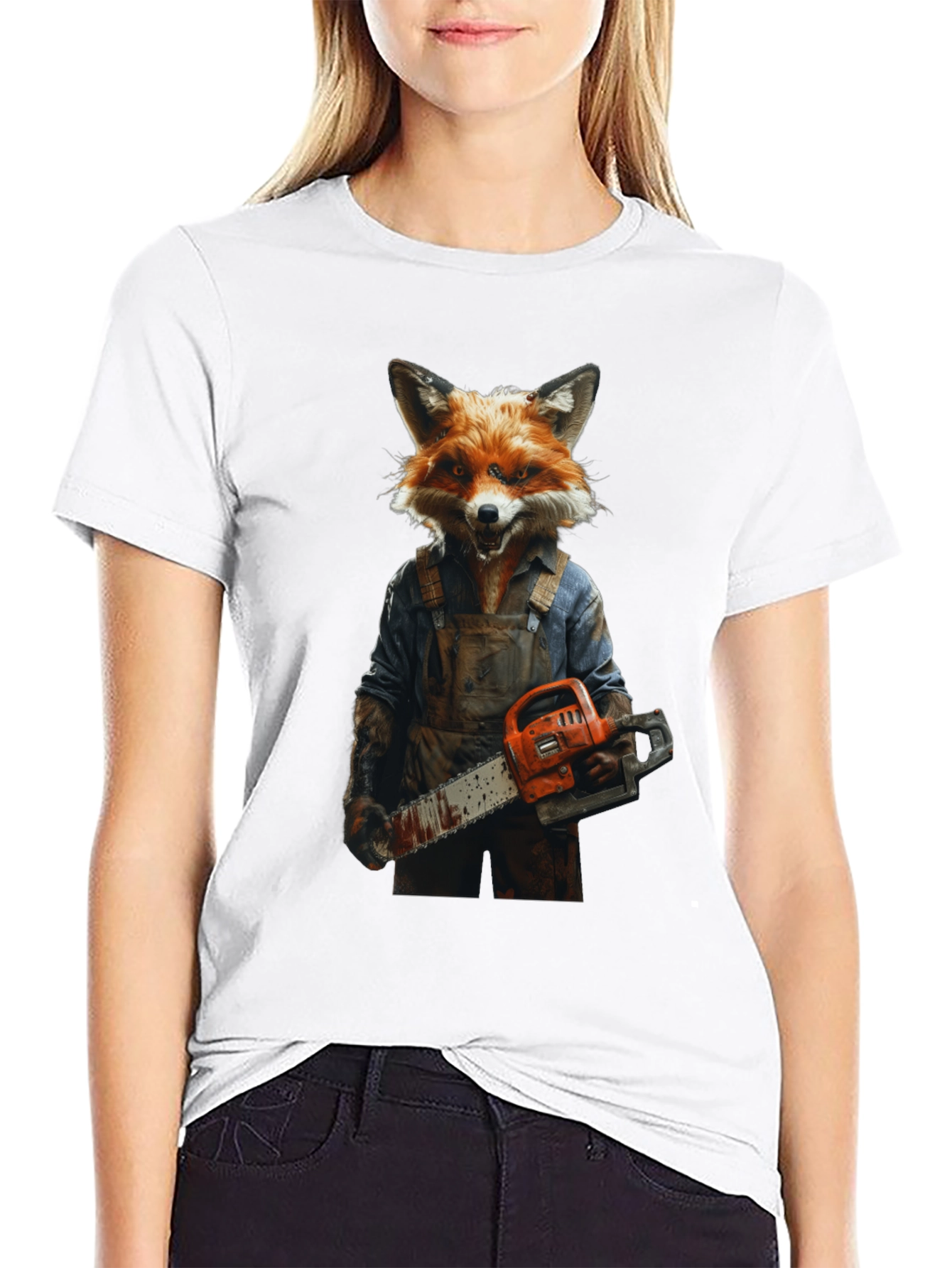 Fox Chainsaw T-Shirt - Unique Animal Graphic Tee