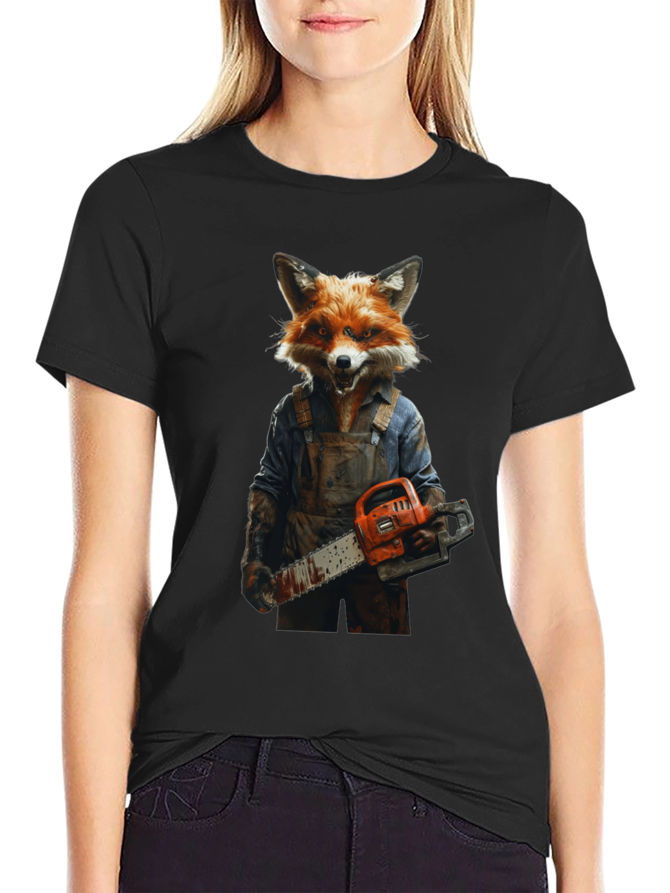 Fox Chainsaw T-Shirt - Unique Animal Graphic Tee