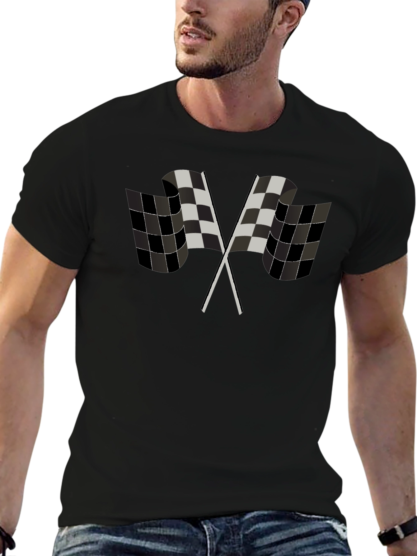 Checkered Flag Graphic Tee - Racing Fan Apparel