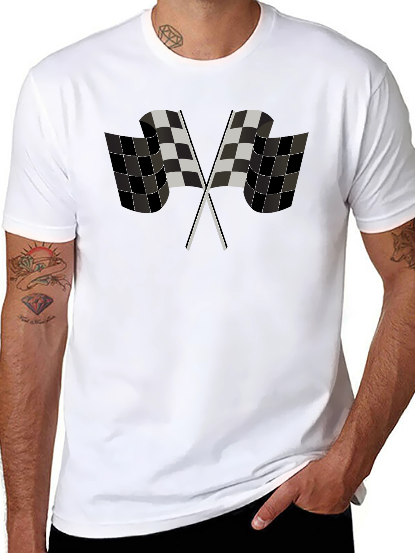 Checkered Flag Graphic Tee - Racing Fan Apparel