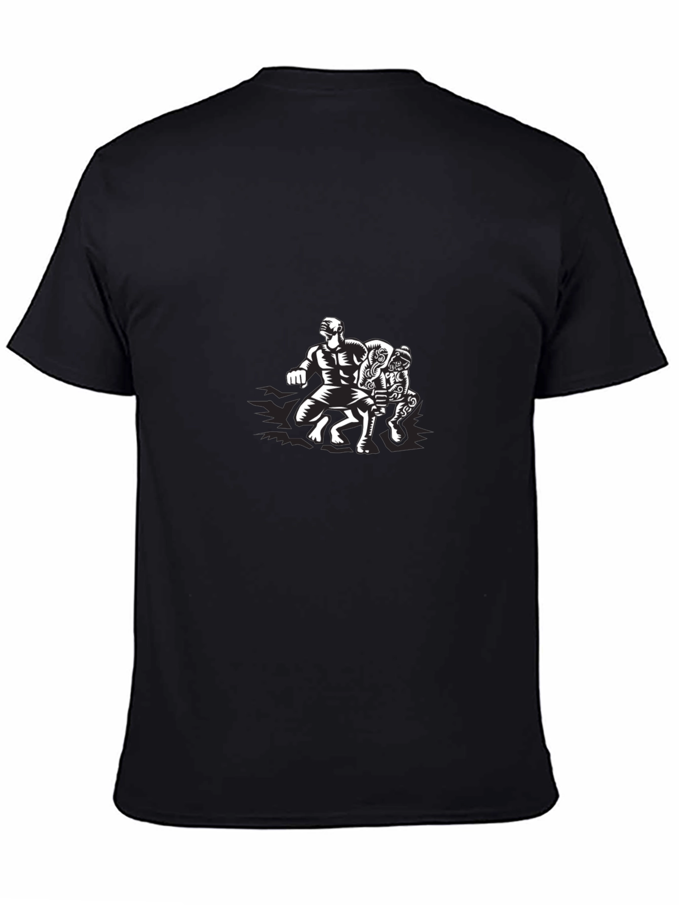 Black Graphic Tee: Wrestlers