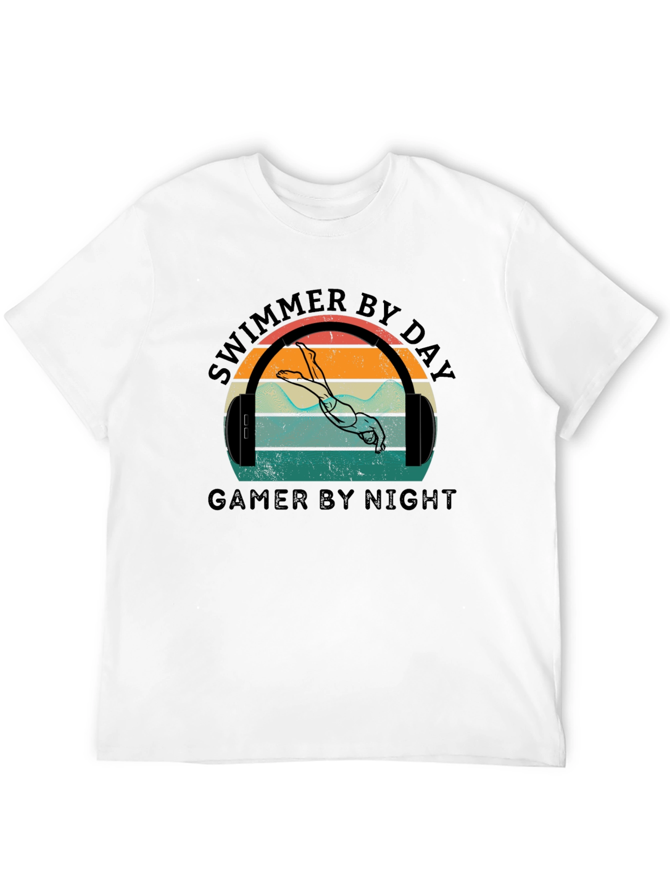Swimmer By Day Gamer By Night Graphic T-Shirt