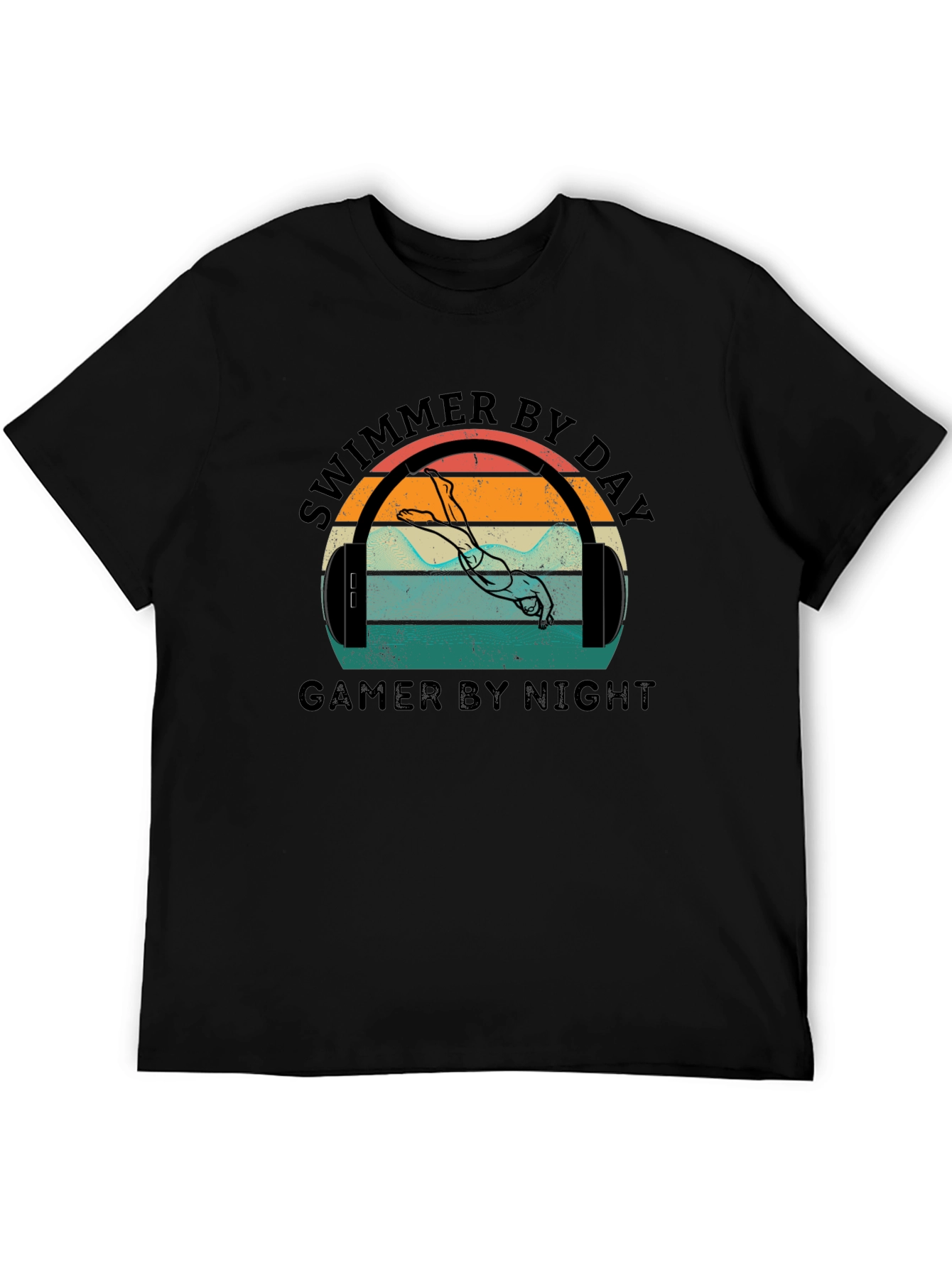 Swimmer By Day Gamer By Night Graphic T-Shirt