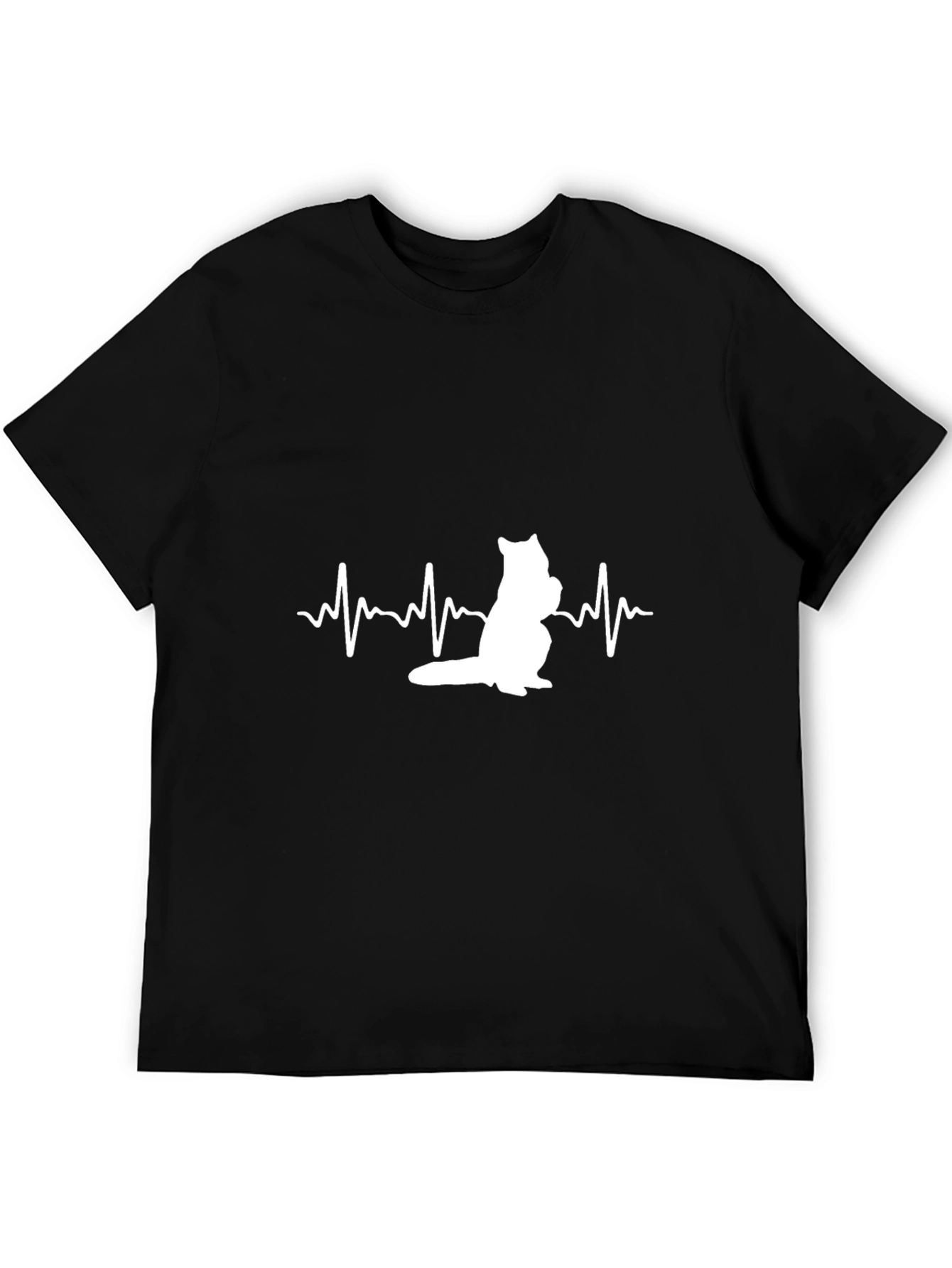 Cat Heartbeat T-Shirt - Black