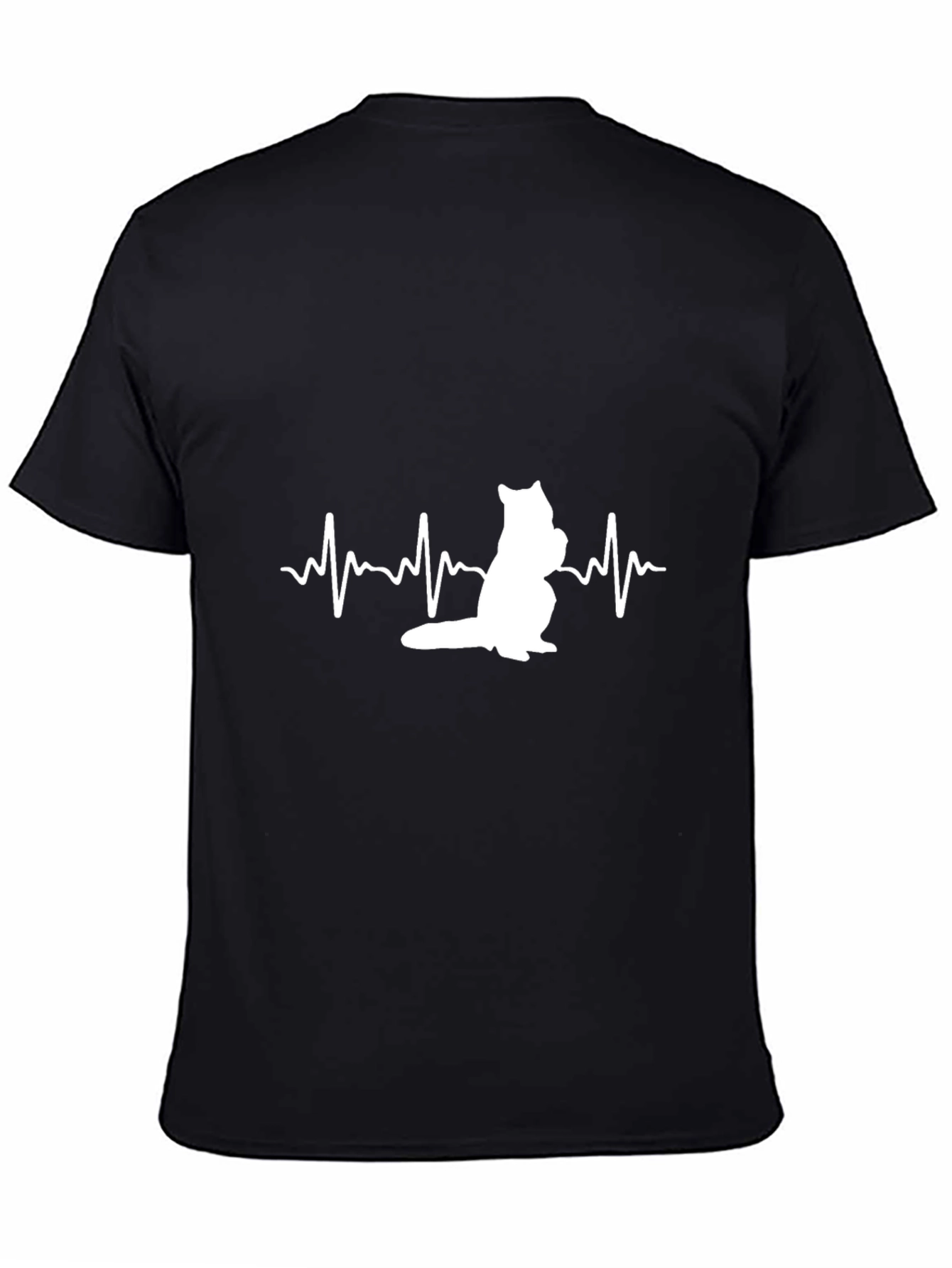 Cat Heartbeat T-Shirt - Black